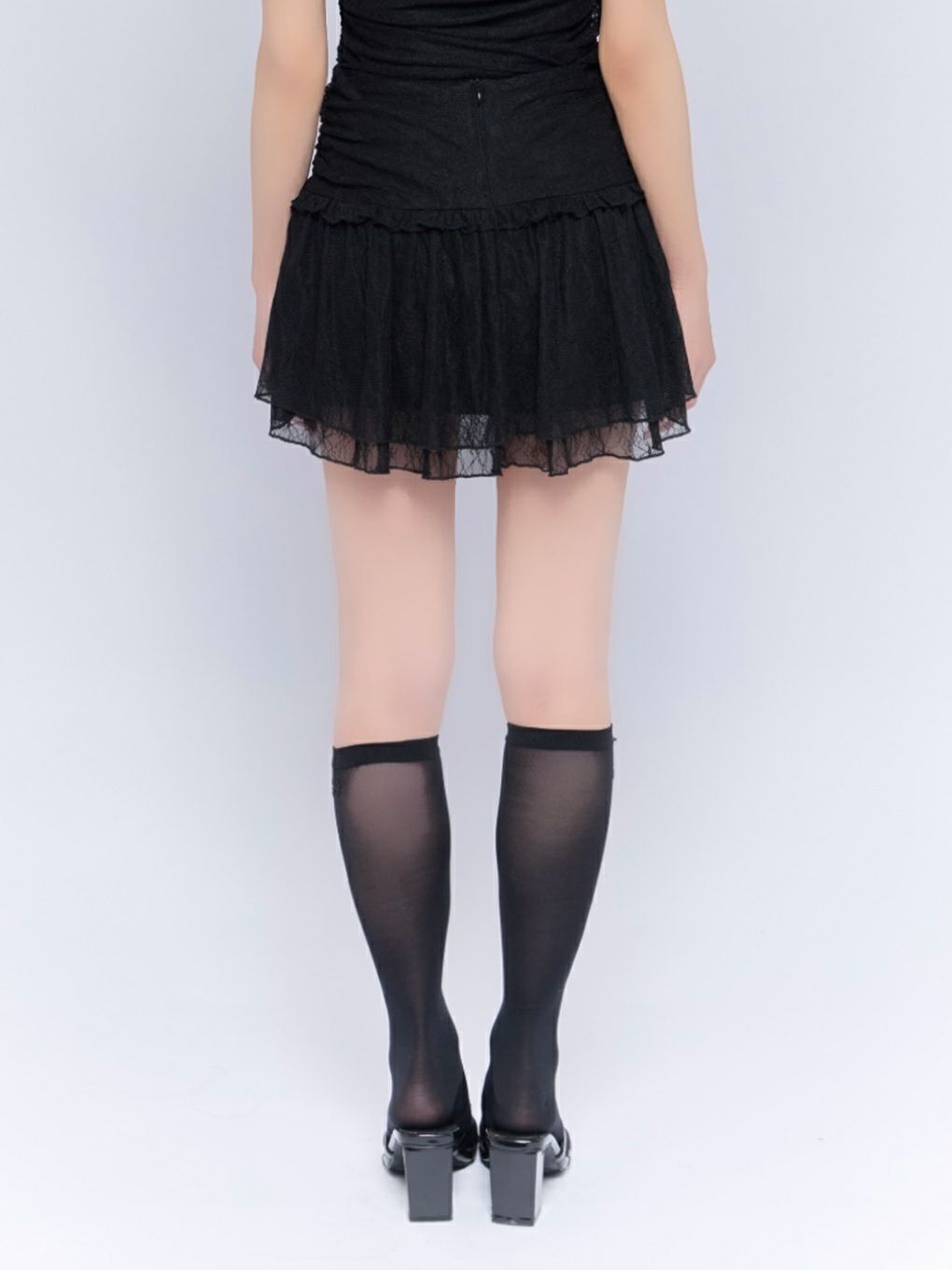 【BUBBLES】ギャザーフレアレーススカパン