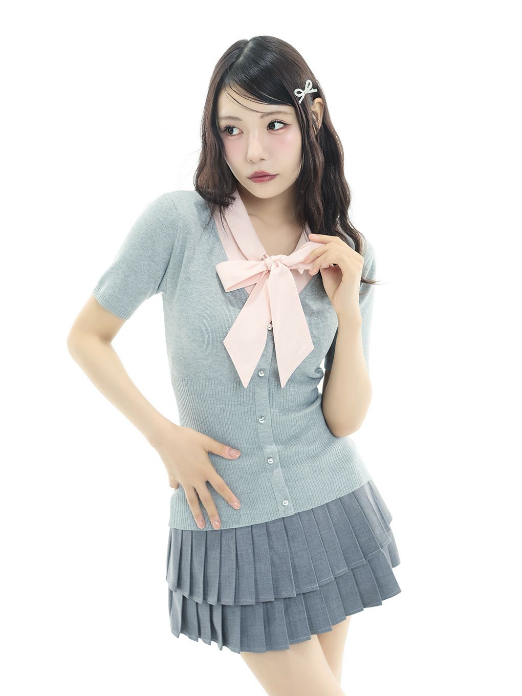 【BUBBLES】リボンシャツトップス