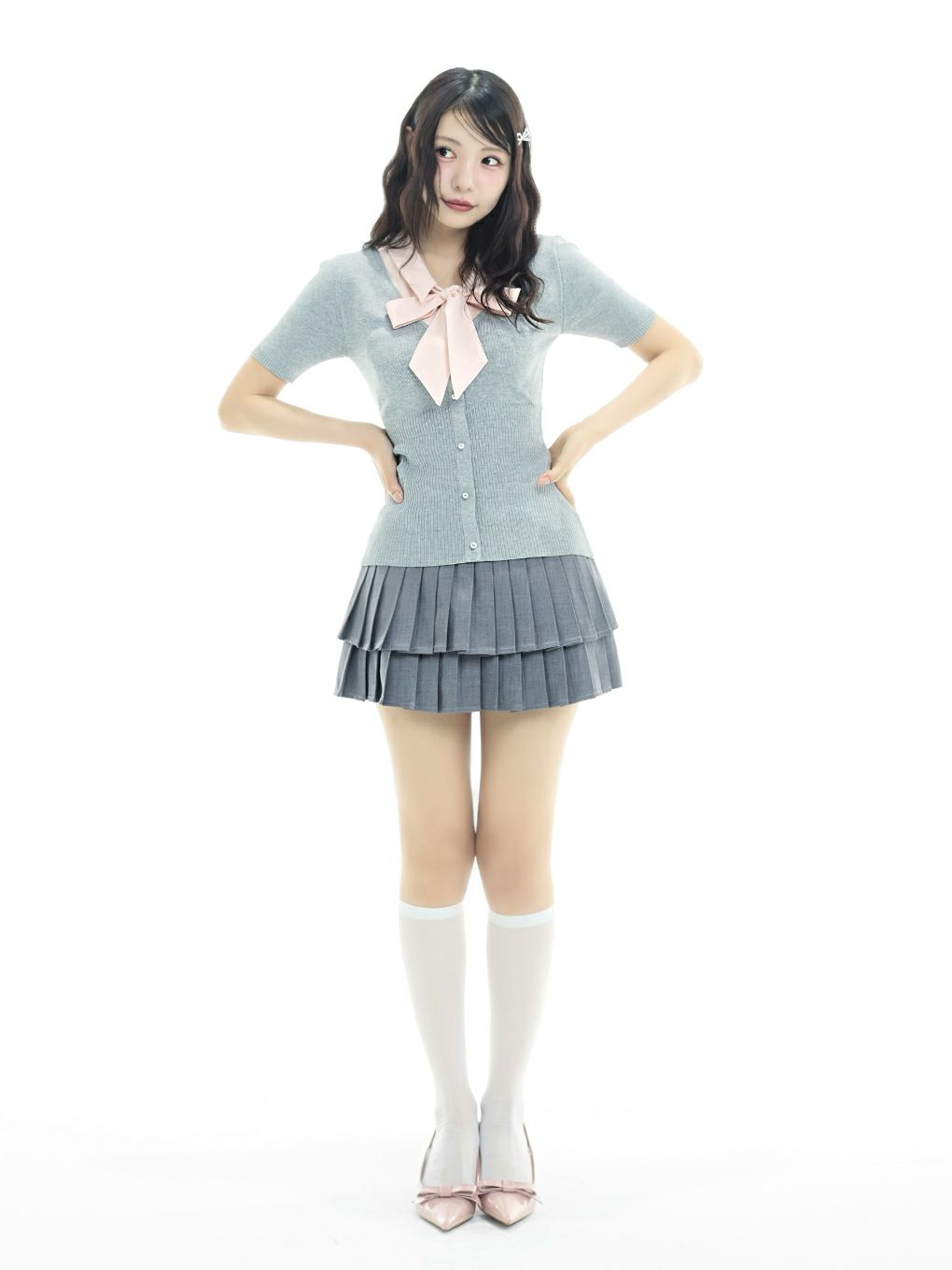 【BUBBLES】リボンシャツトップス