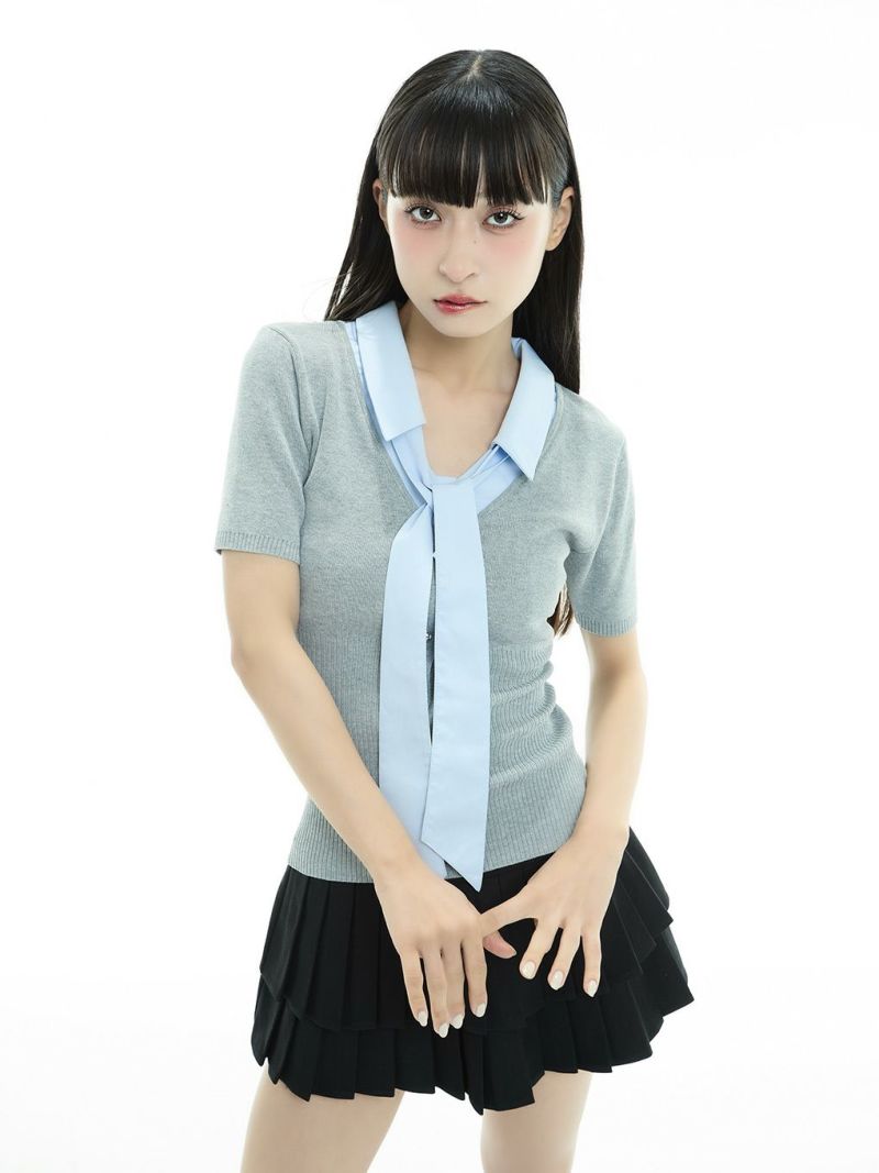 BUBBLES リボンシャツセット BUBBLES】リボンシャツトップス | sparkling mall online store