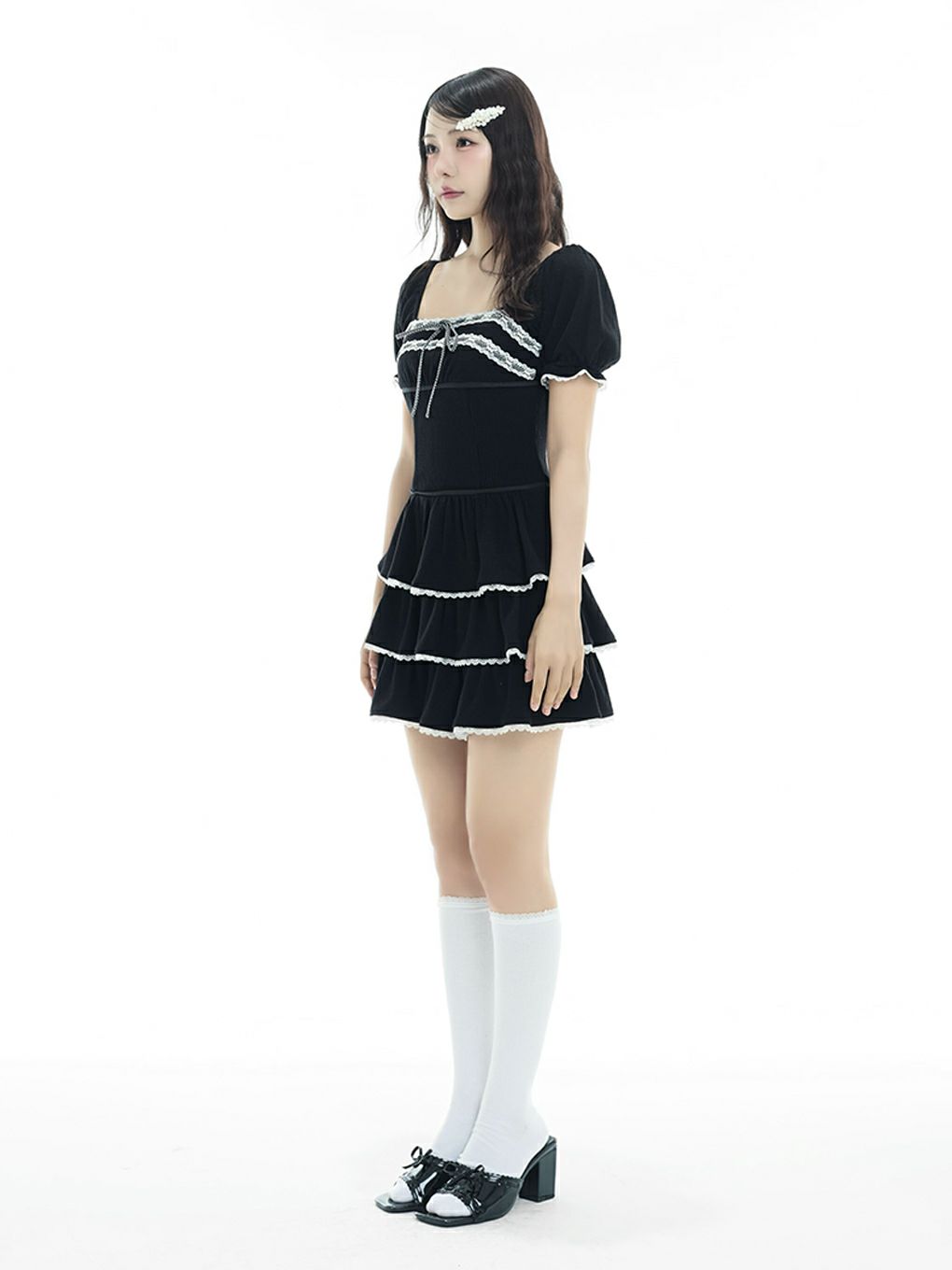 【BUBBLES】リブティアードワンピース