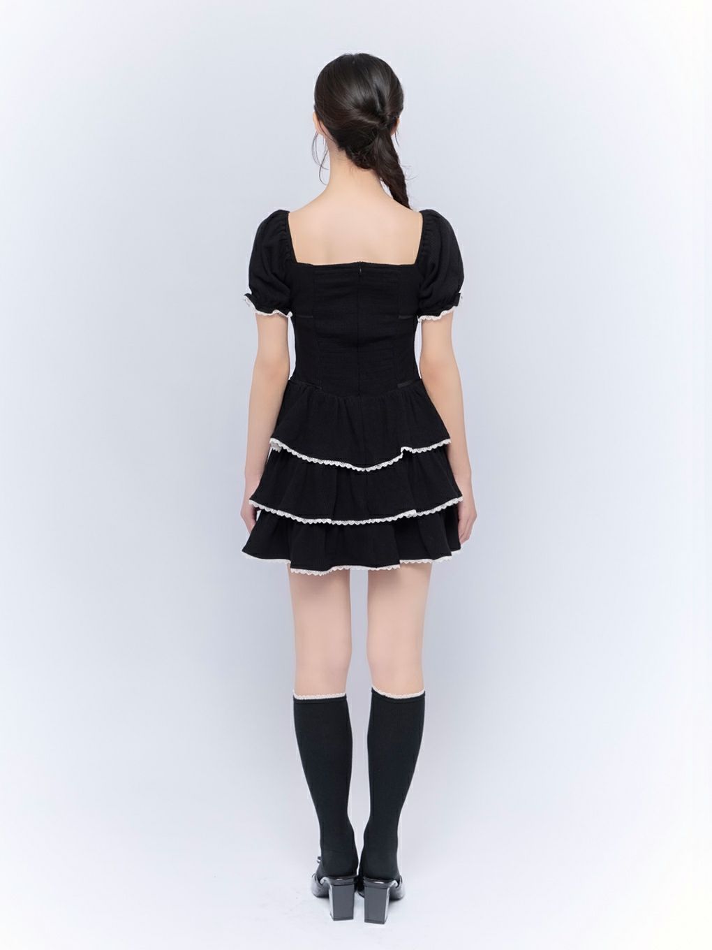 【BUBBLES】リブティアードワンピース