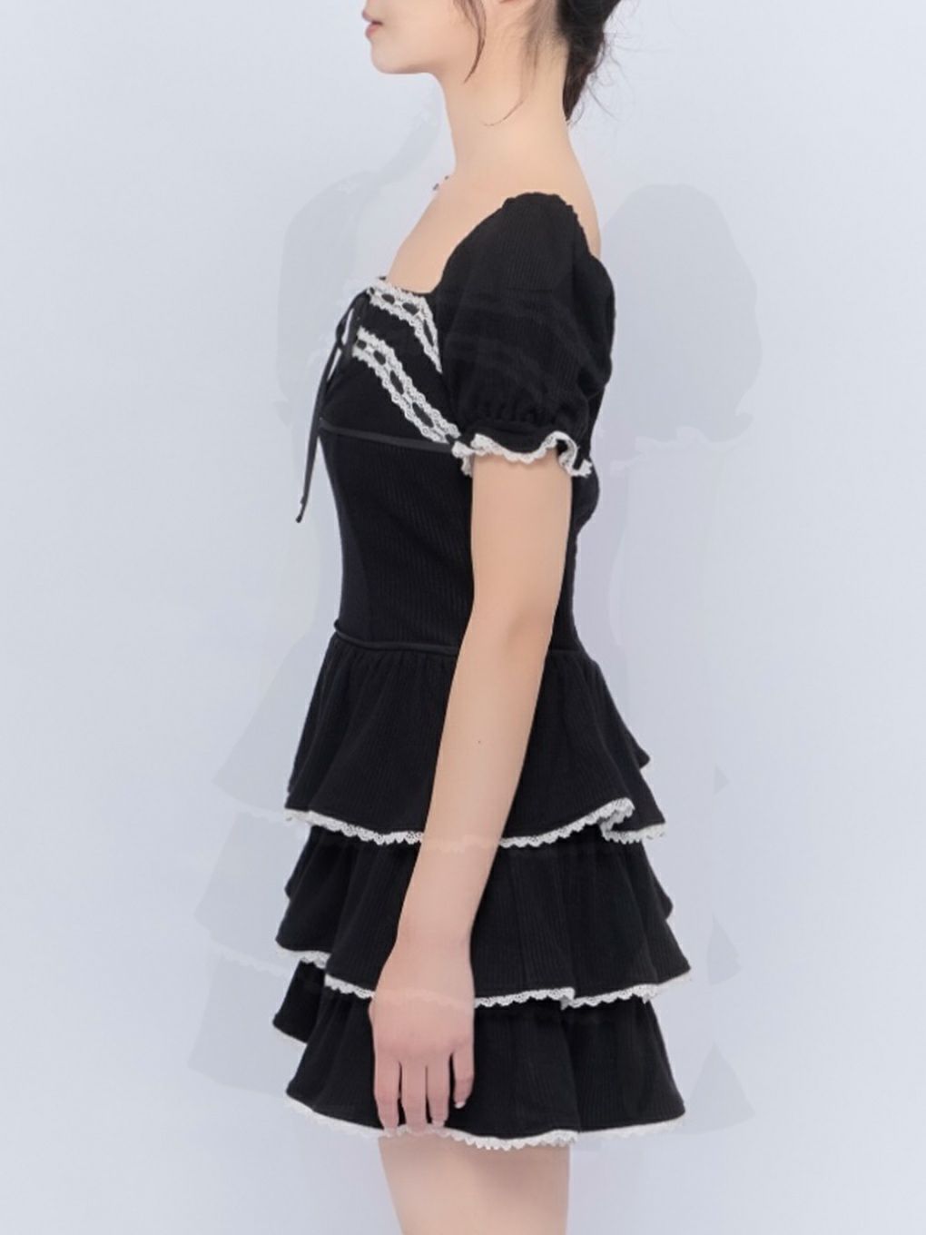 【BUBBLES】リブティアードワンピース