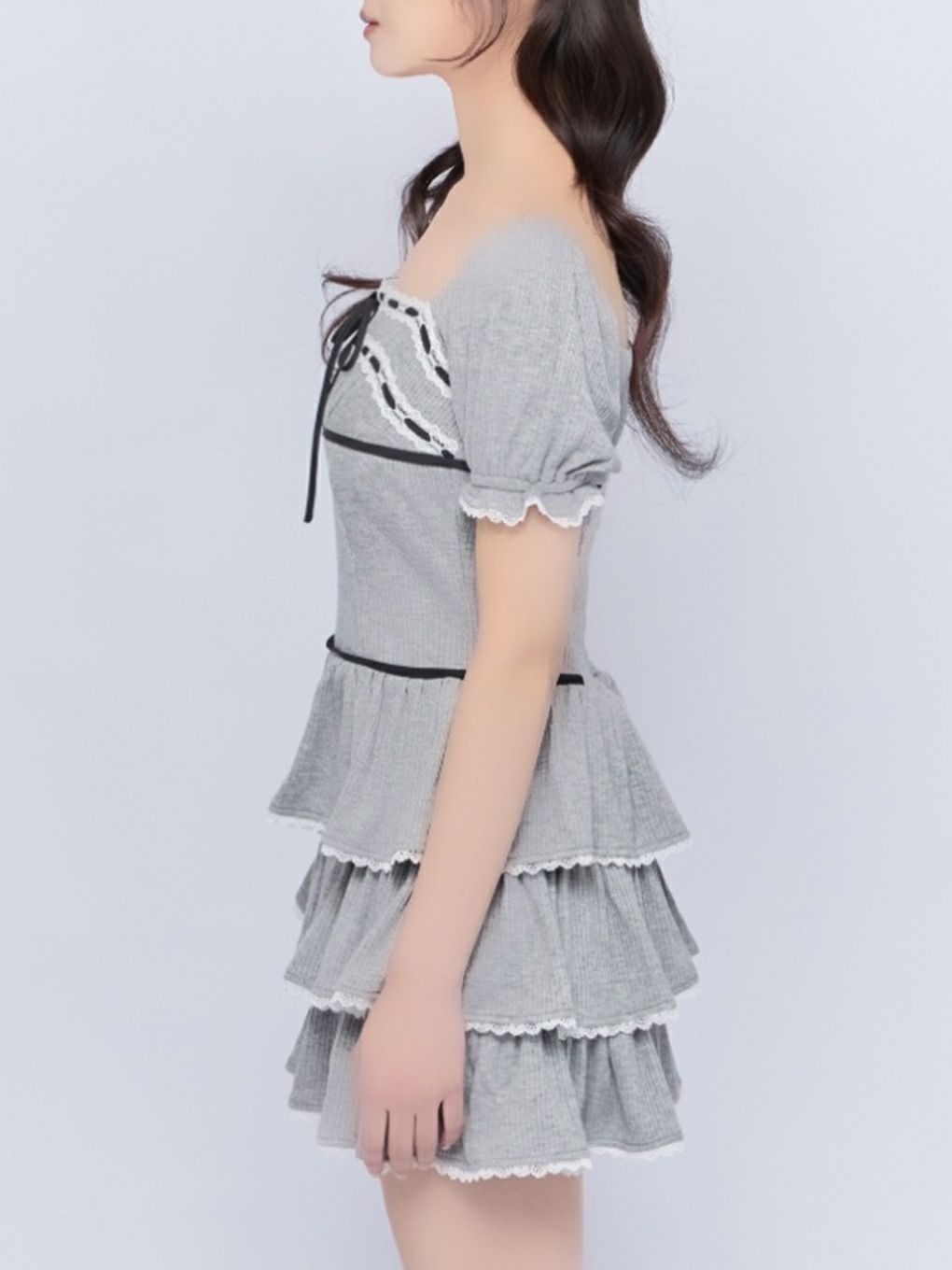 【BUBBLES】リブティアードワンピース