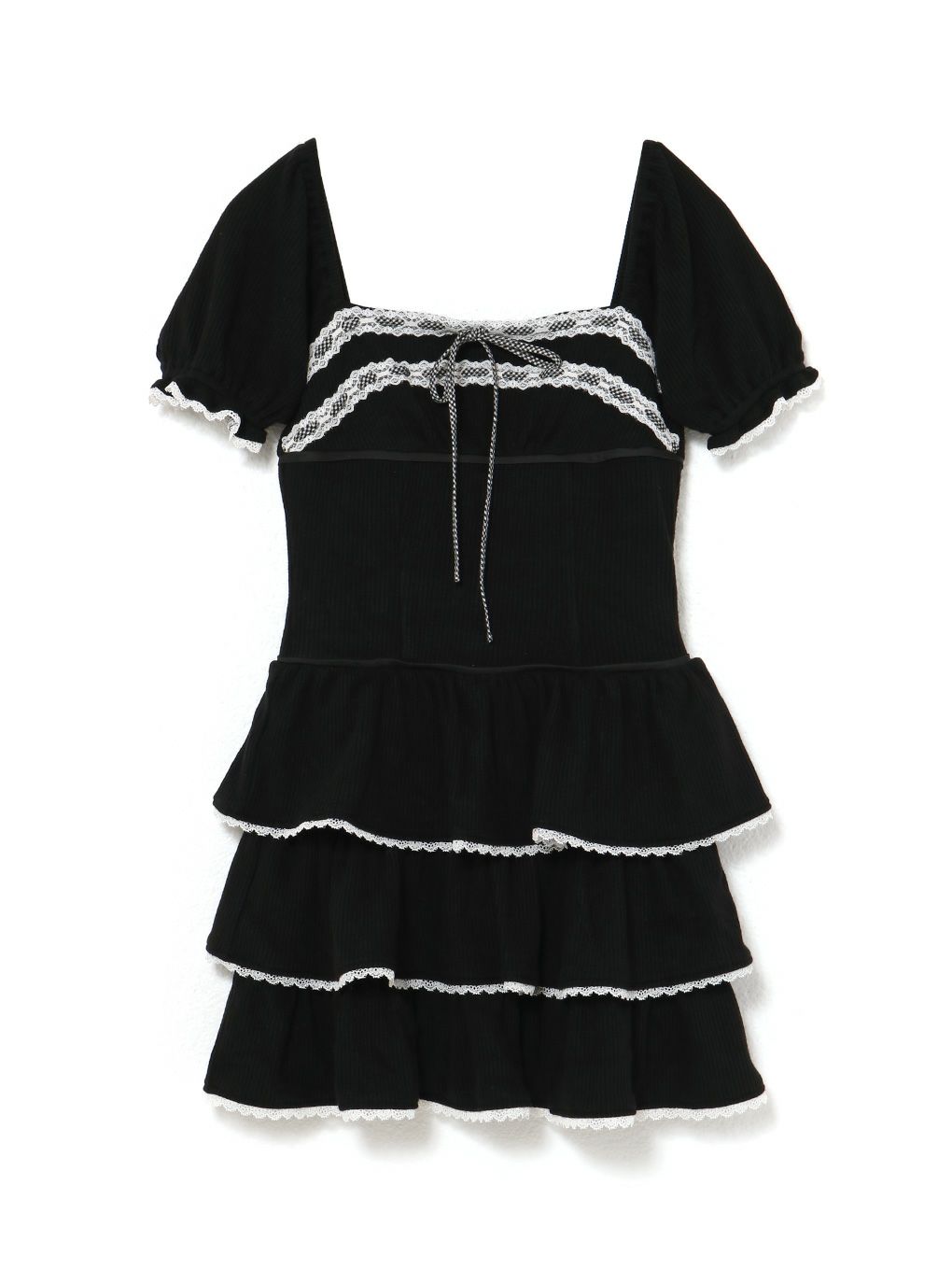 【BUBBLES】リブティアードワンピース