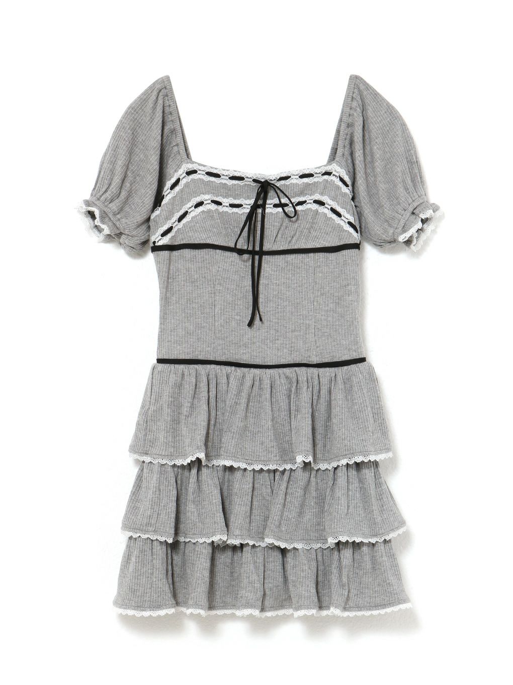 【BUBBLES】リブティアードワンピース