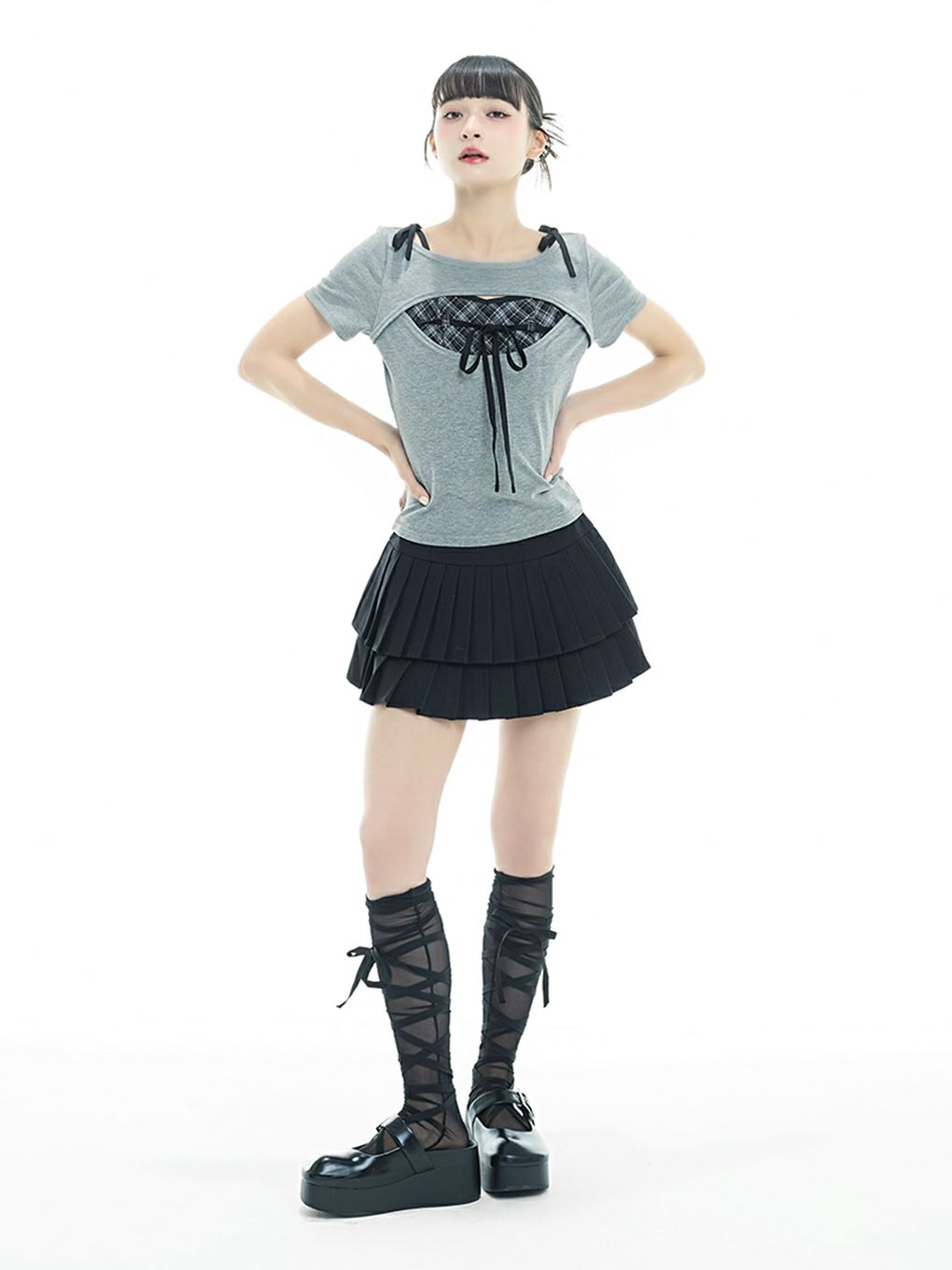 【BUBBLES】レイヤードリボントップス