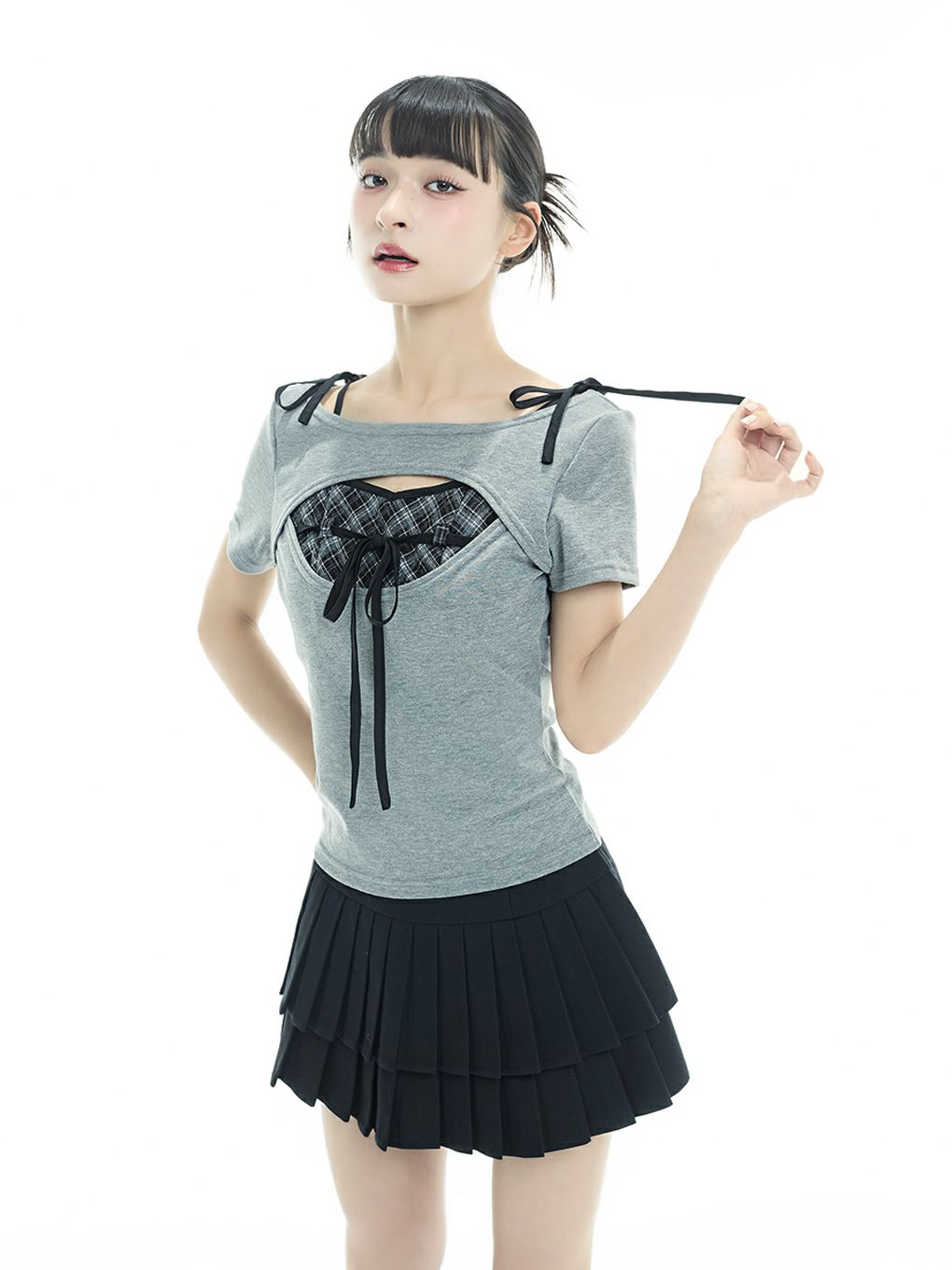 【BUBBLES】レイヤードリボントップス