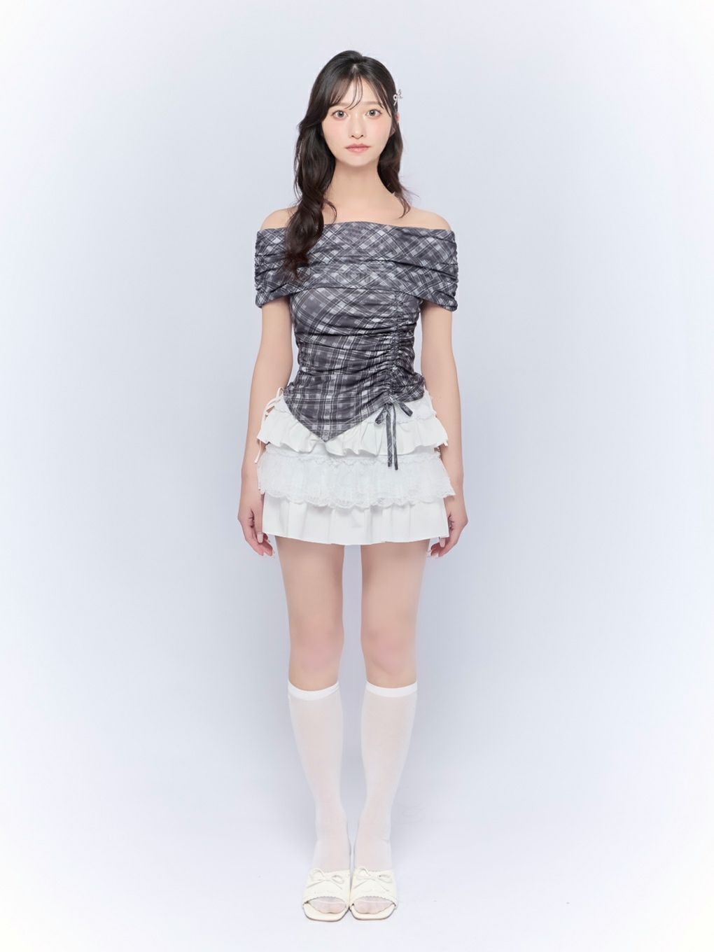 【BUBBLES】シアーオフショルトップス