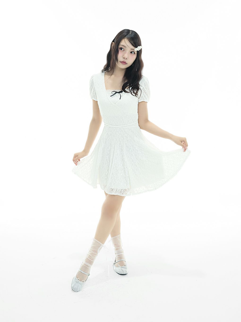 【BUBBLES】レースフレアワンピース