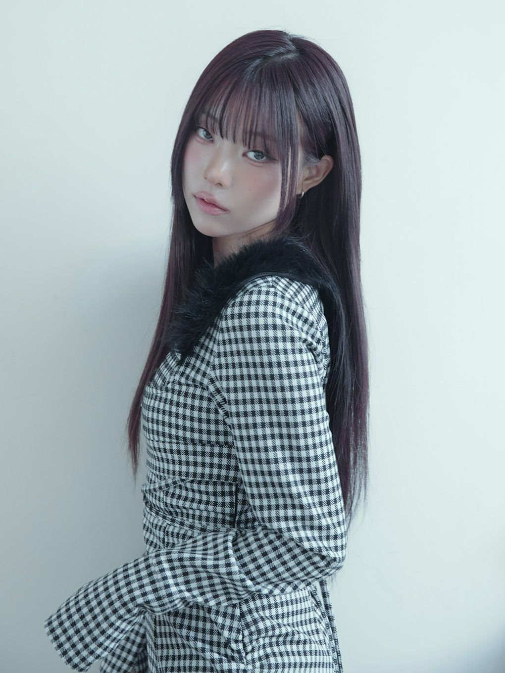 【BUBBLES】ファーカラークロスワンピース