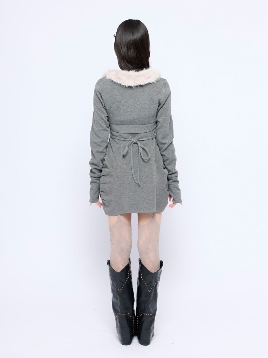 【BUBBLES】ファーカラークロスワンピース