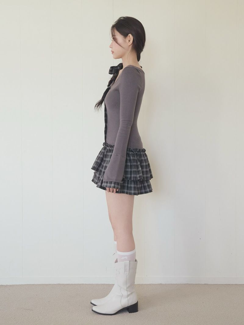 BUBBLES】チェックリボンワンショルワンピース | sparkling mall