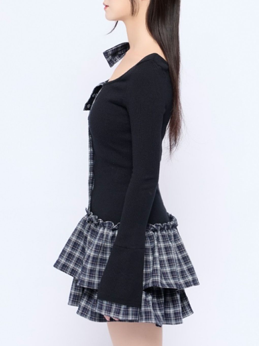 【BUBBLES】チェックリボンワンショルワンピース