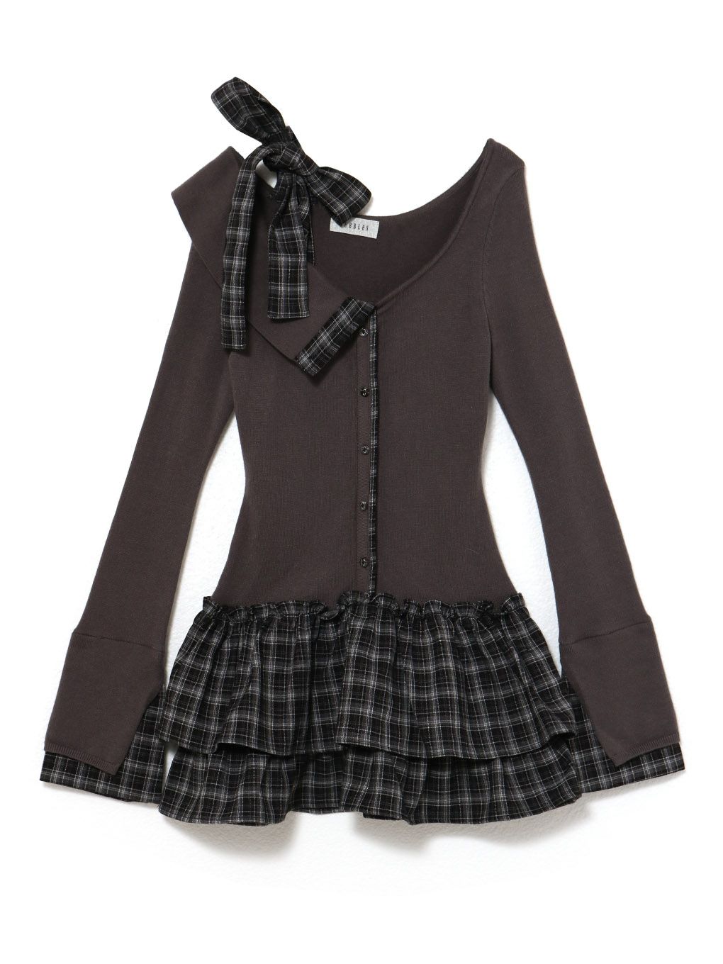 【BUBBLES】チェックリボンワンショルワンピース