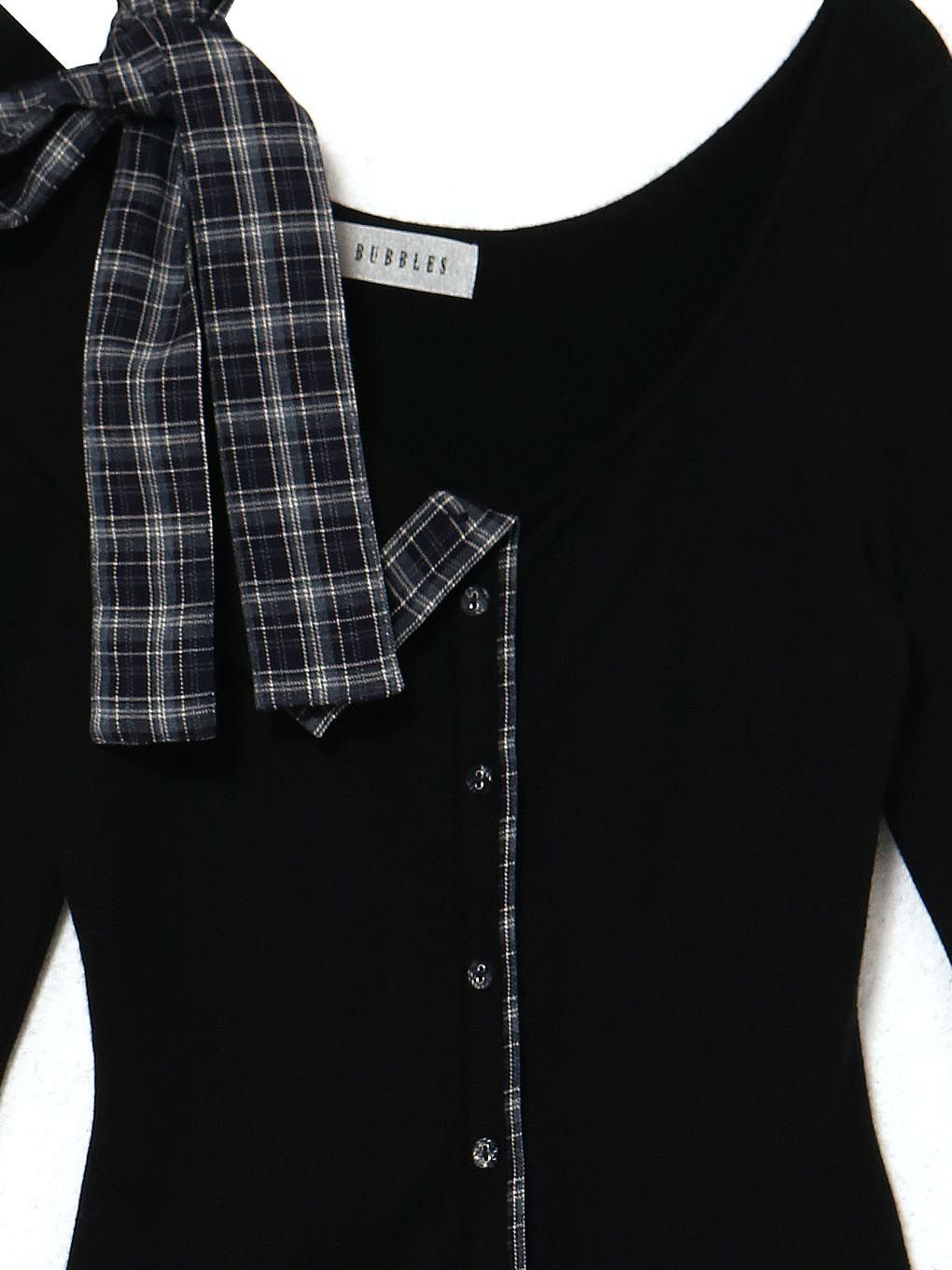 【BUBBLES】チェックリボンワンショルワンピース