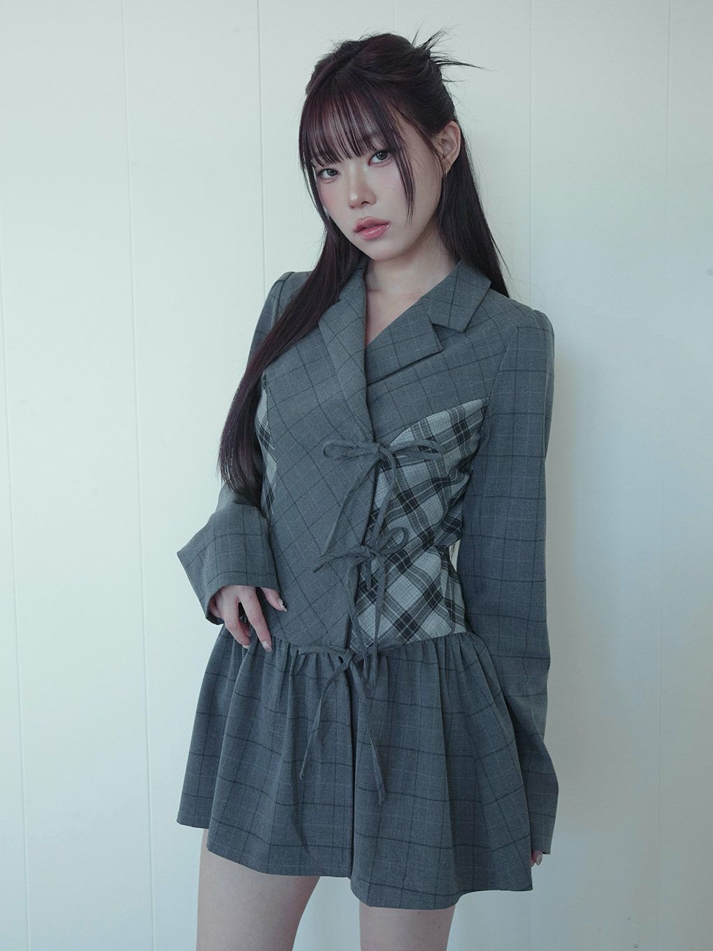 【BUBBLES】ミックスチェックジャケットワンピース