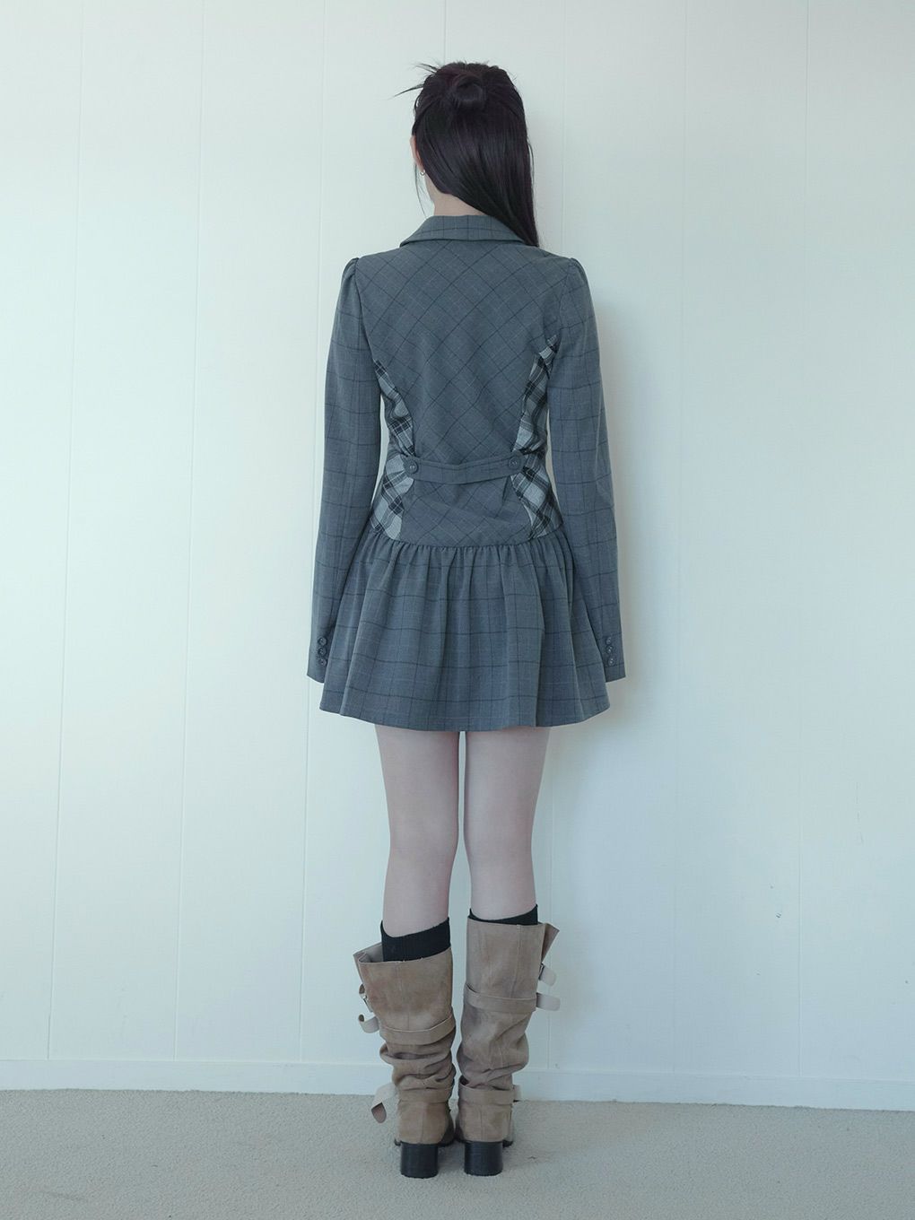 【BUBBLES】ミックスチェックジャケットワンピース
