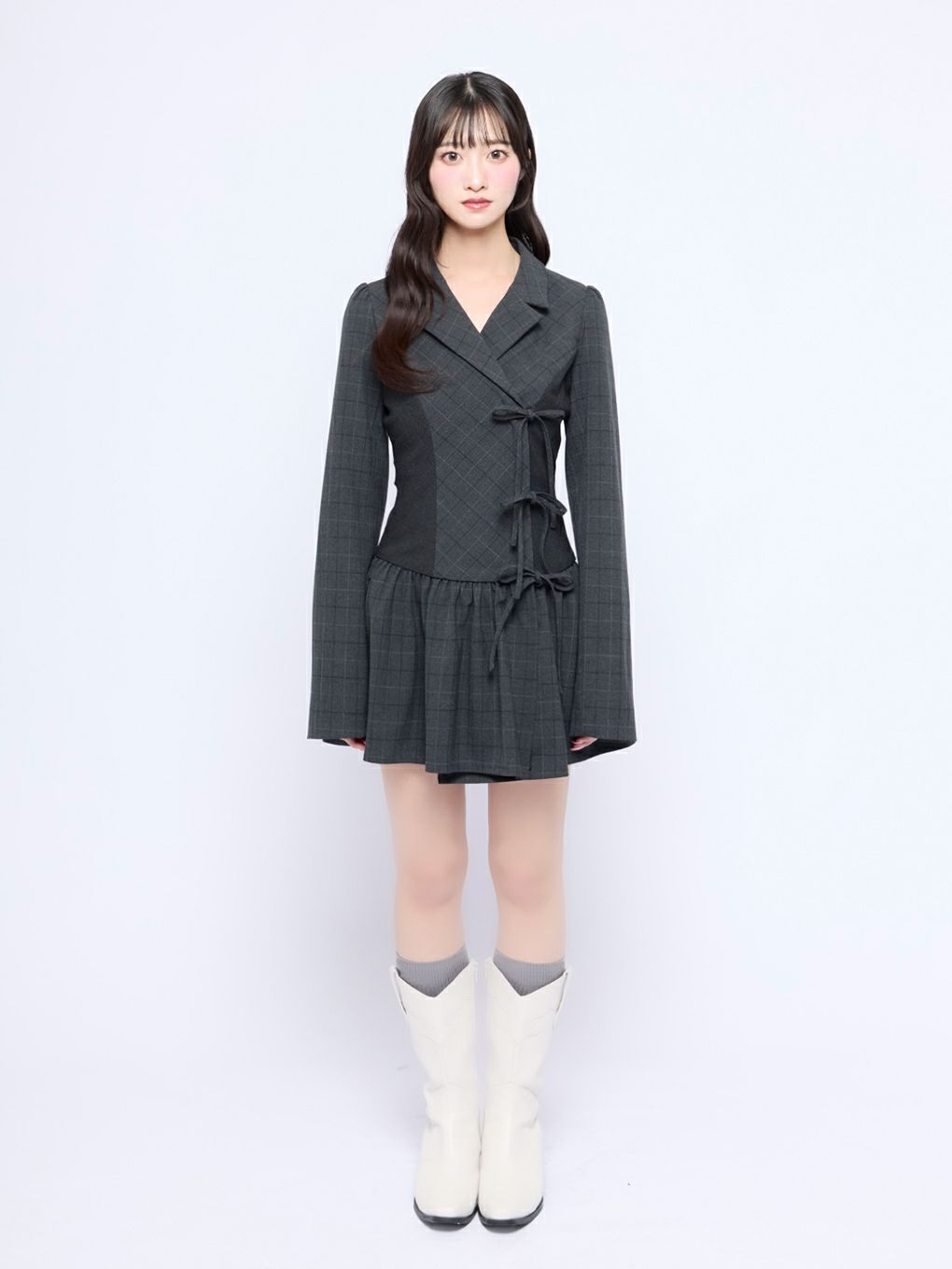 【BUBBLES】ミックスチェックジャケットワンピース