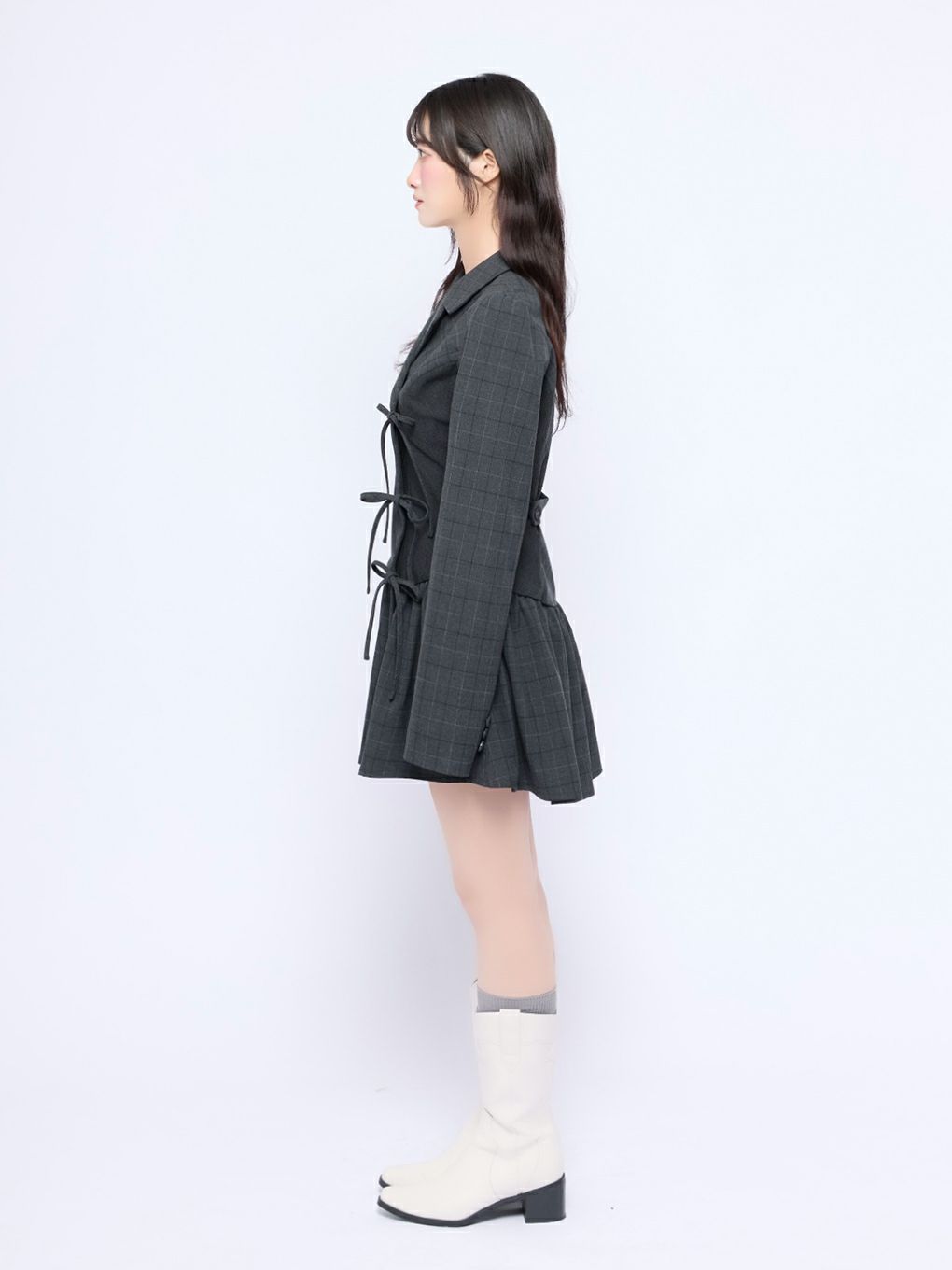【BUBBLES】ミックスチェックジャケットワンピース
