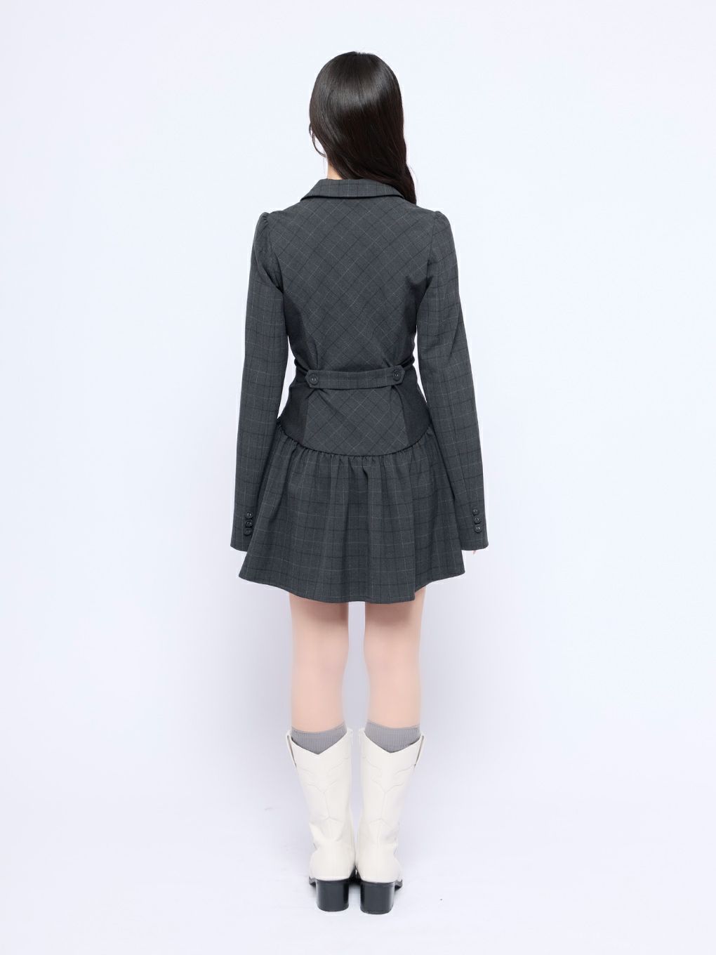 【BUBBLES】ミックスチェックジャケットワンピース