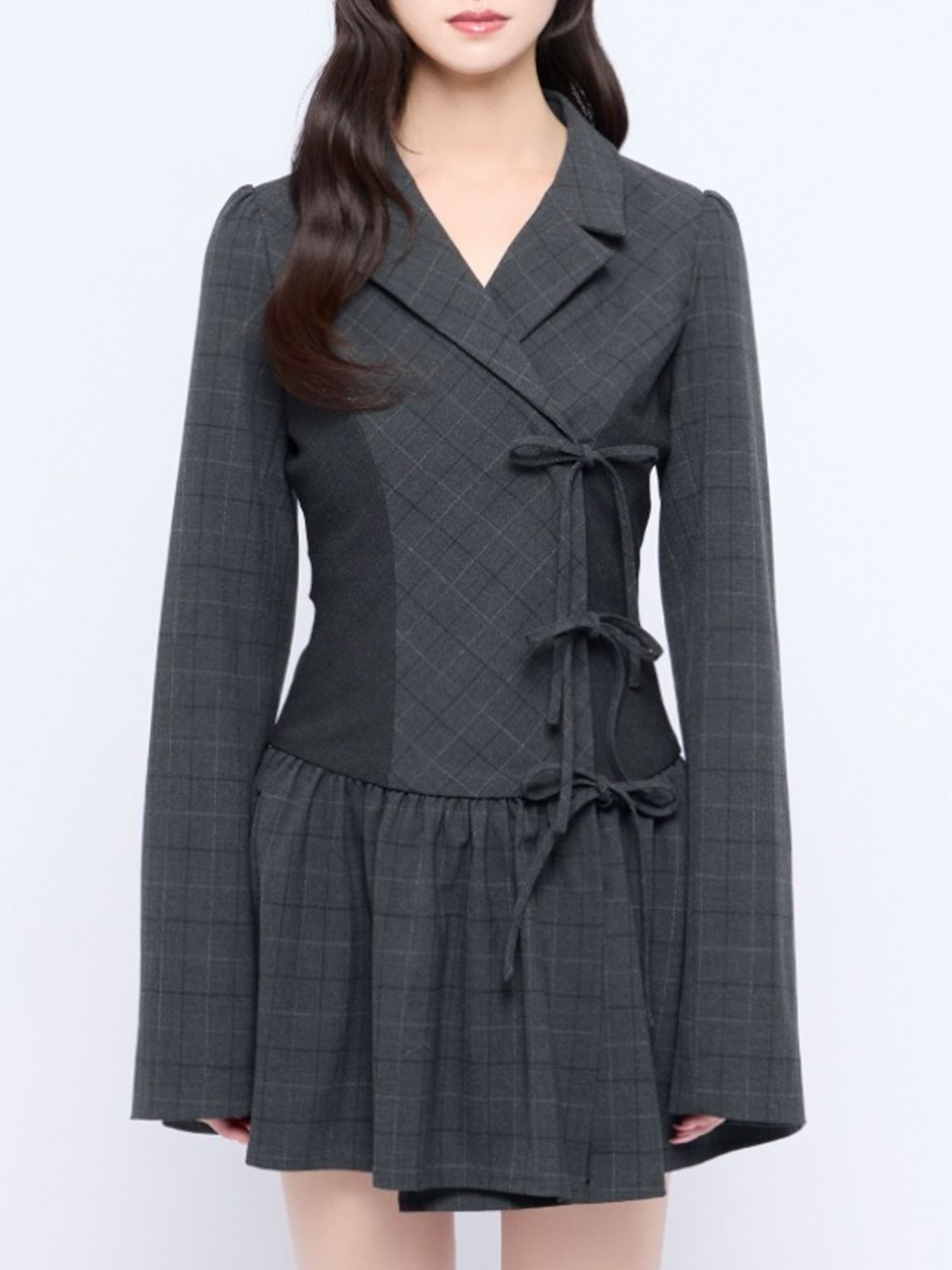 【BUBBLES】ミックスチェックジャケットワンピース