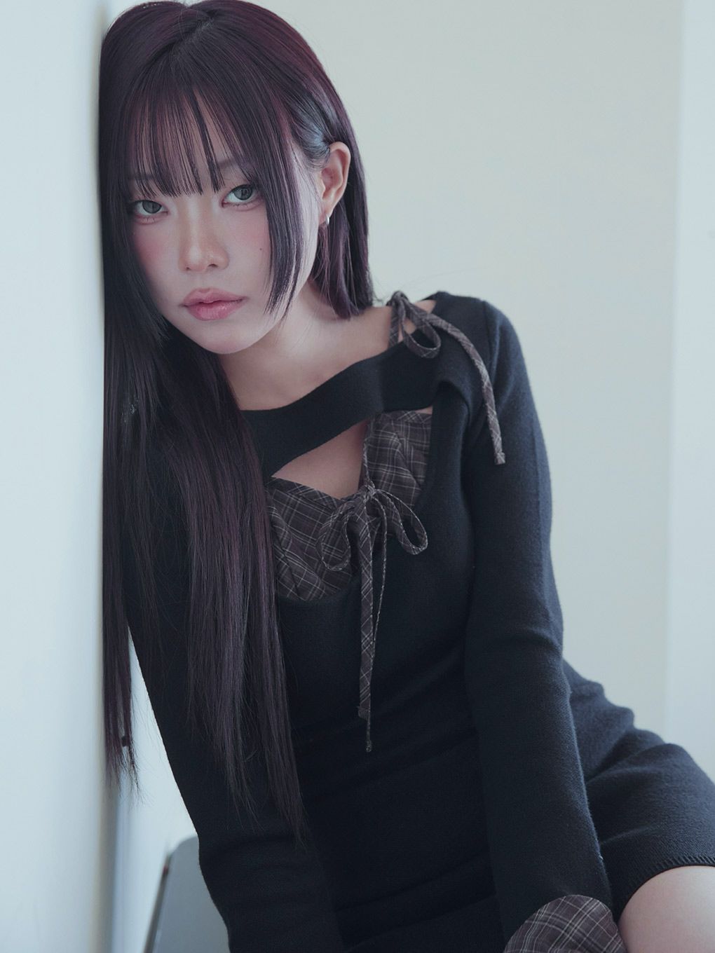 【BUBBLES】オープンリボンチェックワンピース