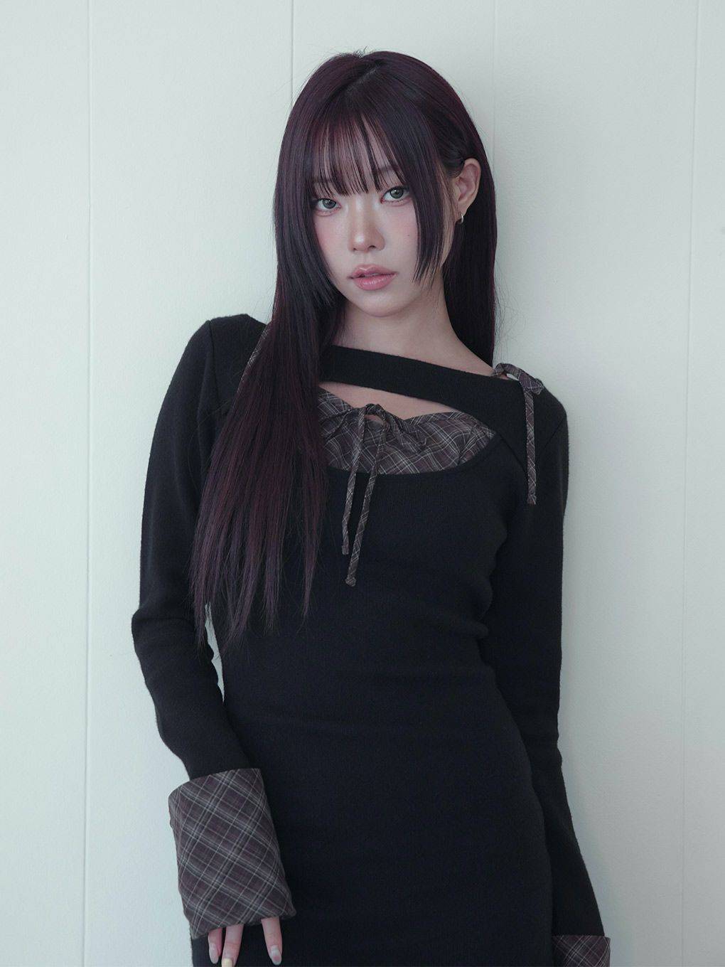 【BUBBLES】オープンリボンチェックワンピース