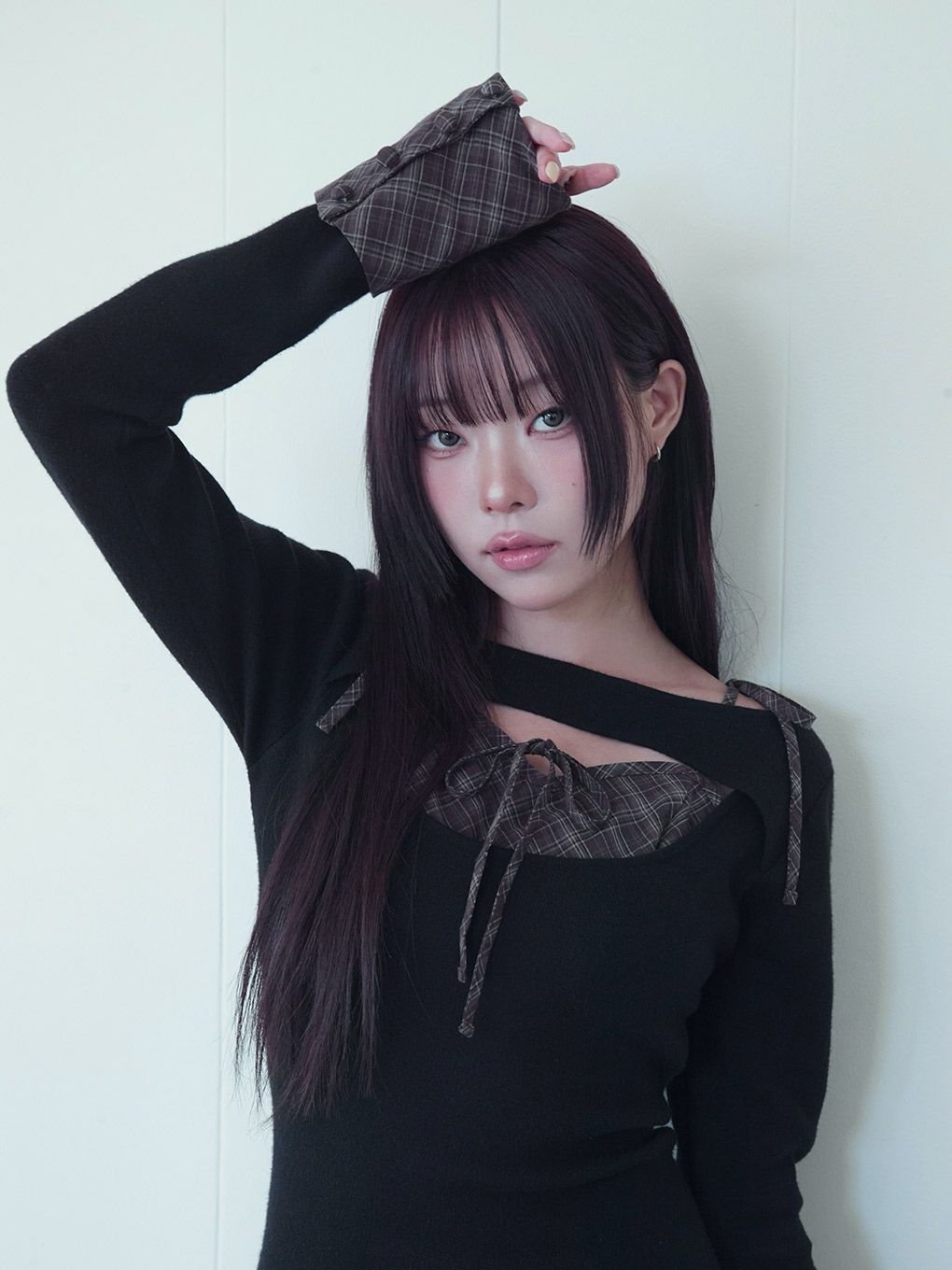 【BUBBLES】オープンリボンチェックワンピース