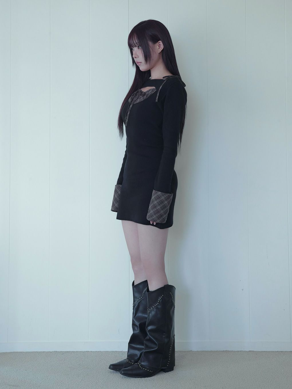 【BUBBLES】オープンリボンチェックワンピース