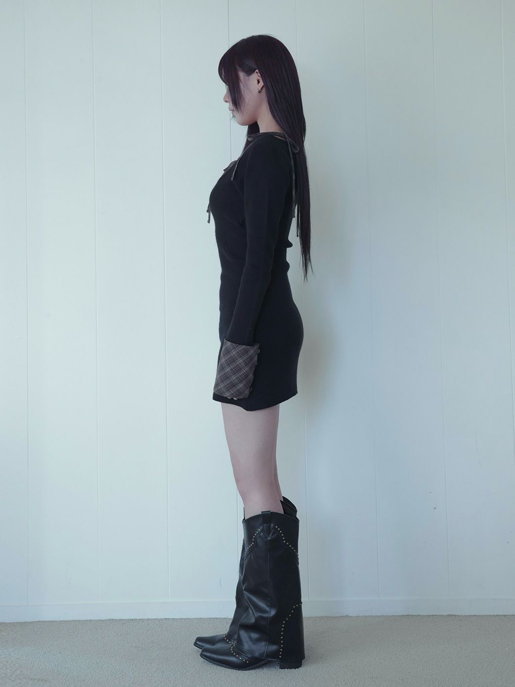 【BUBBLES】オープンリボンチェックワンピース