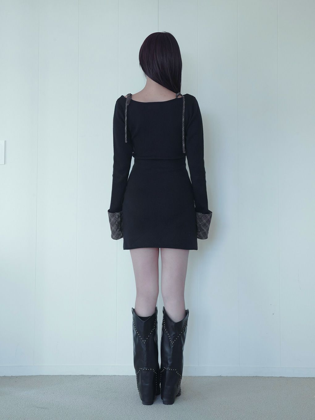 【BUBBLES】オープンリボンチェックワンピース