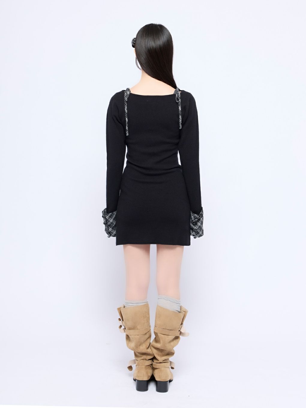 【BUBBLES】オープンリボンチェックワンピース