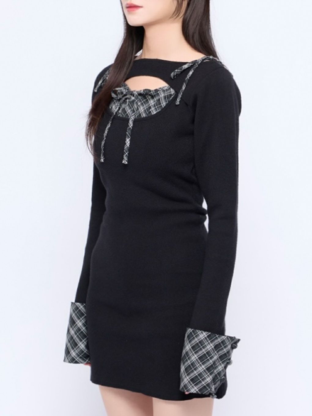 【BUBBLES】オープンリボンチェックワンピース