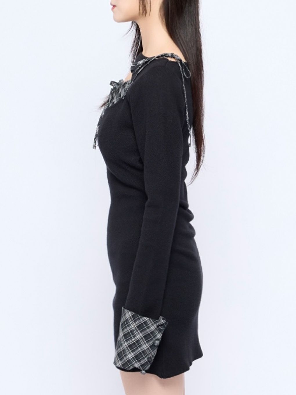 【BUBBLES】オープンリボンチェックワンピース