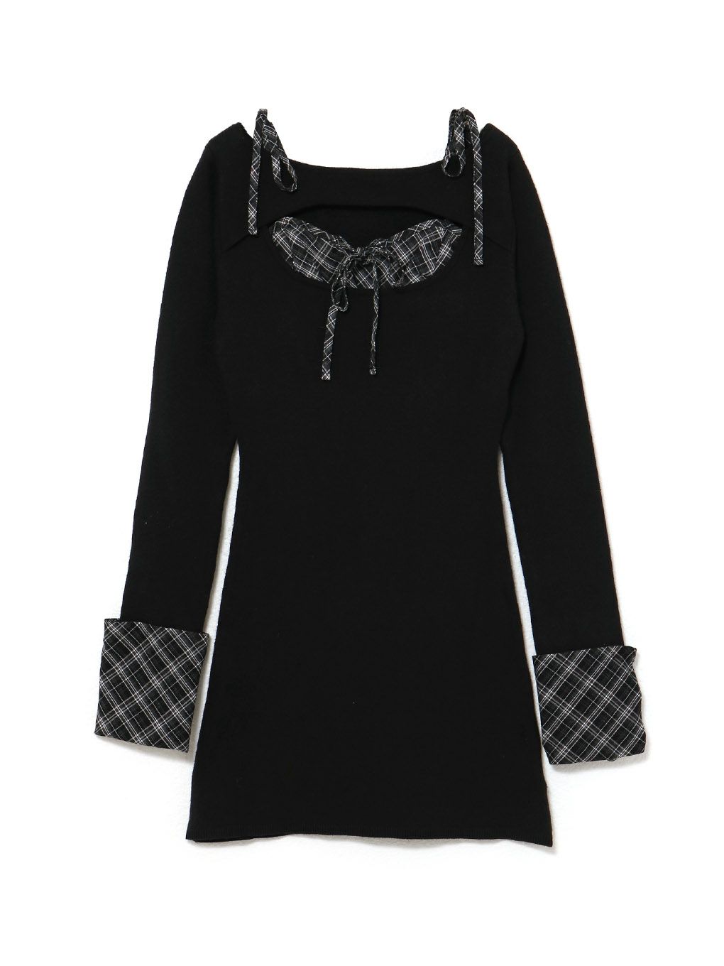 【BUBBLES】オープンリボンチェックワンピース