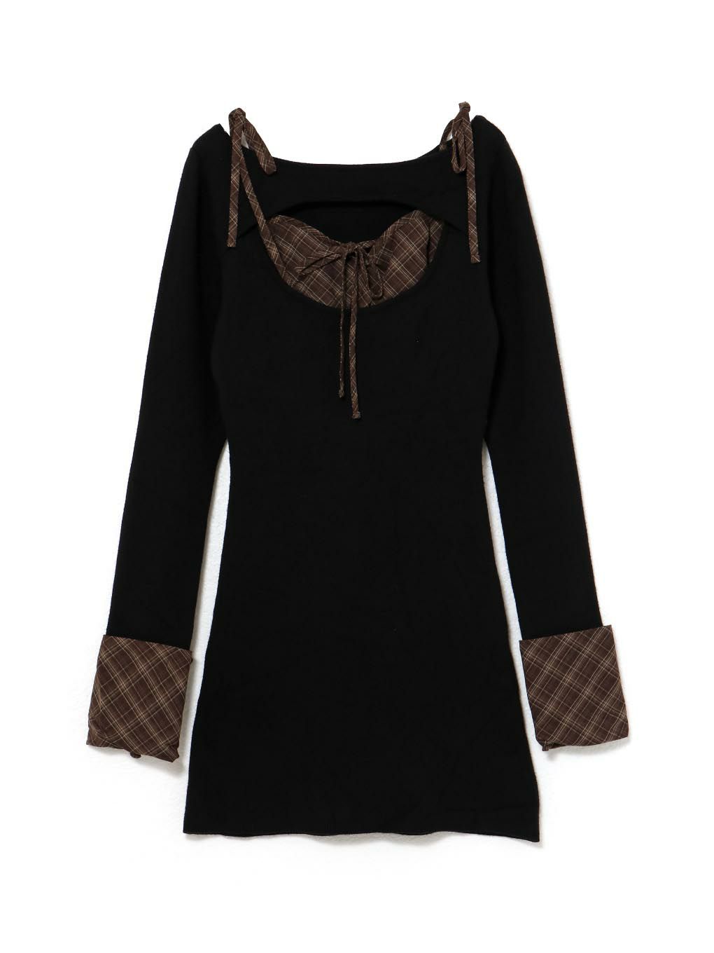 【BUBBLES】オープンリボンチェックワンピース