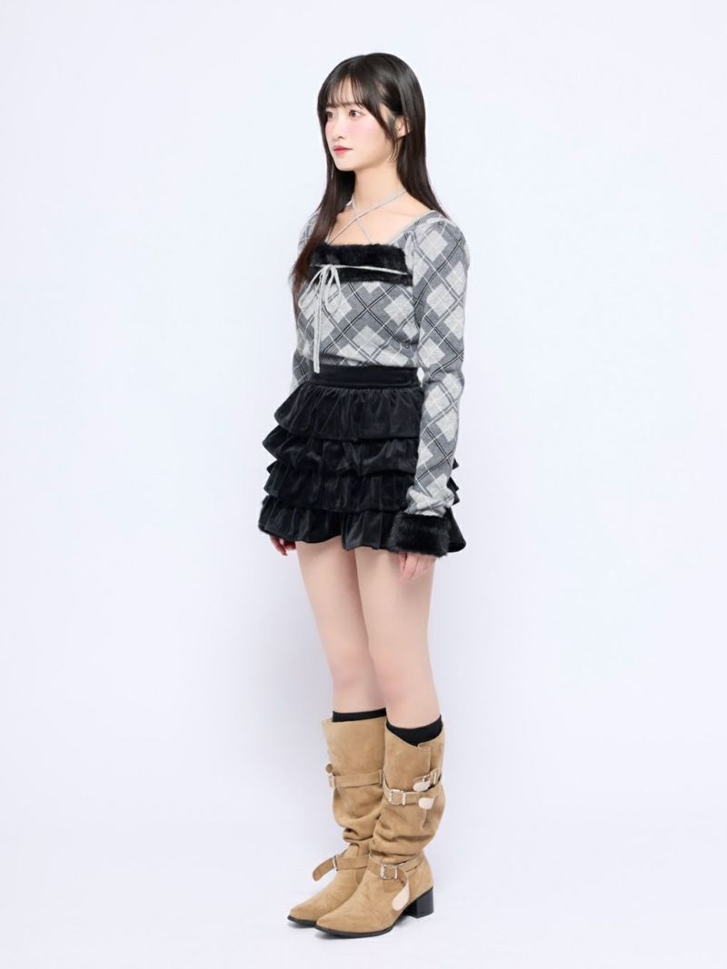 BUBBLES】ファーリボンニットトップス | sparkling mall online