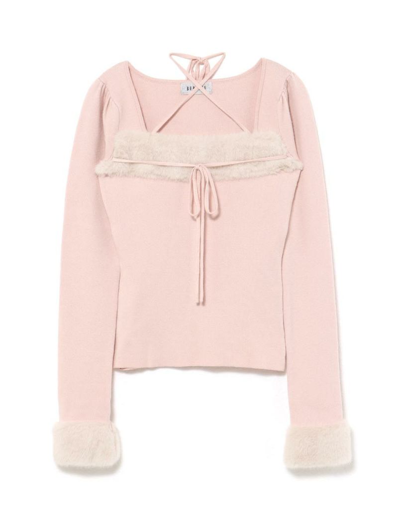 BUBBLES】ファーリボンニットトップス | sparkling mall online store