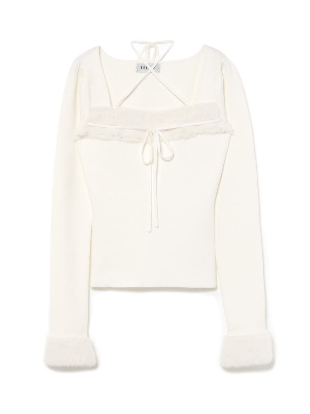 【BUBBLES】ファーリボンニットトップス