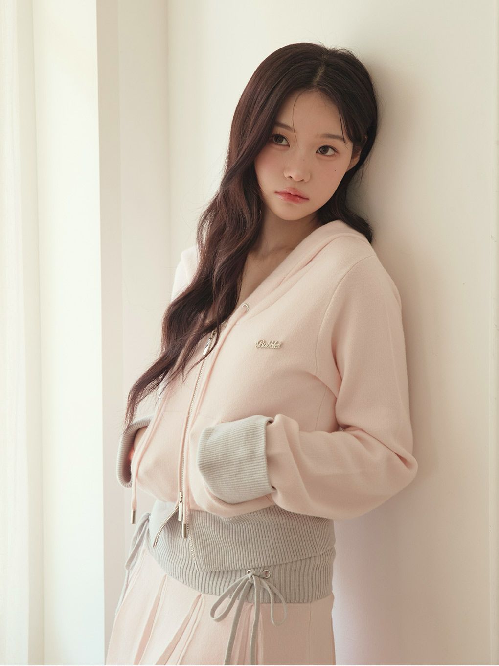 【BUBBLES】バイカラーパーカーニット