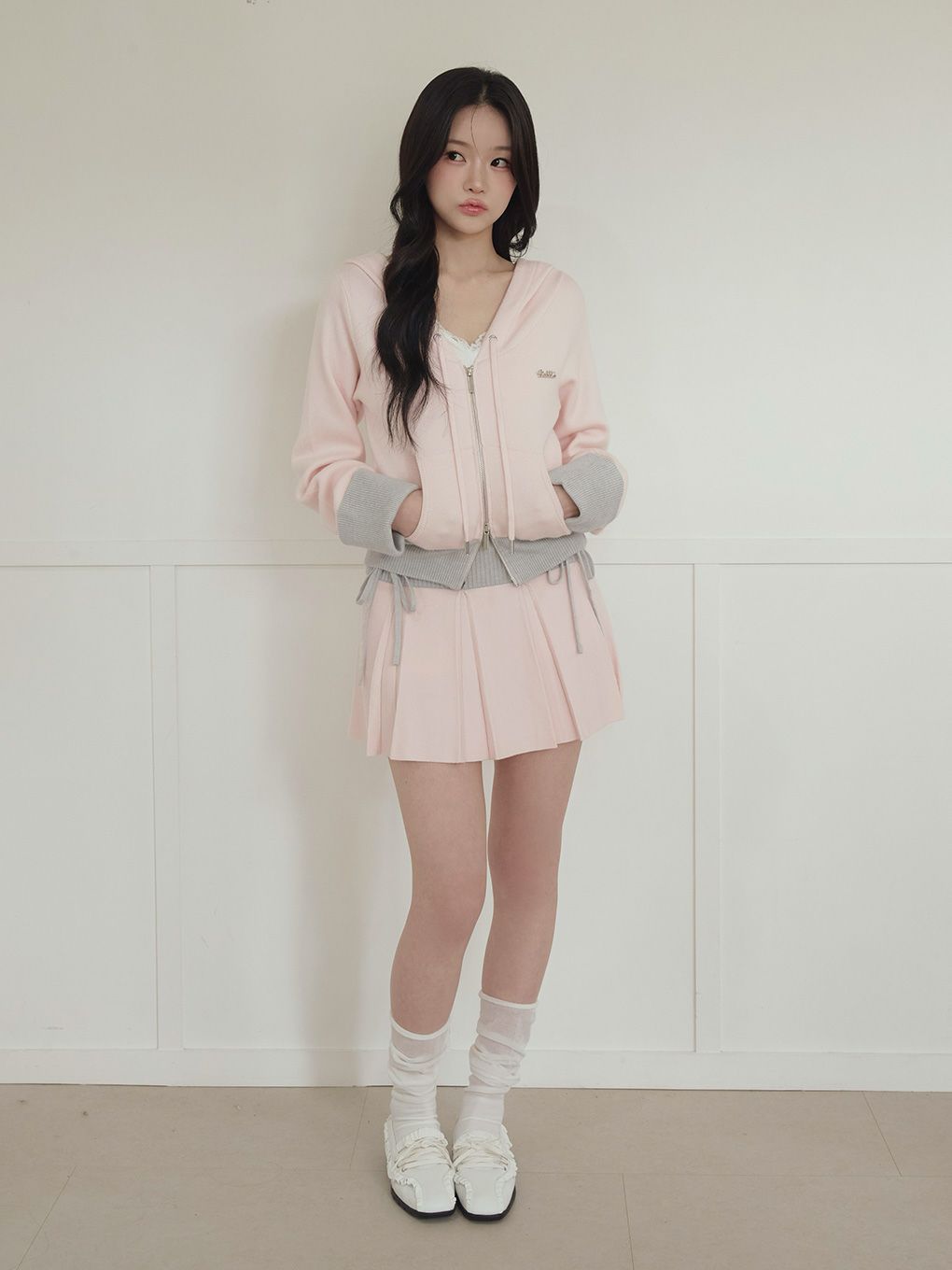 【BUBBLES】バイカラーパーカーニット