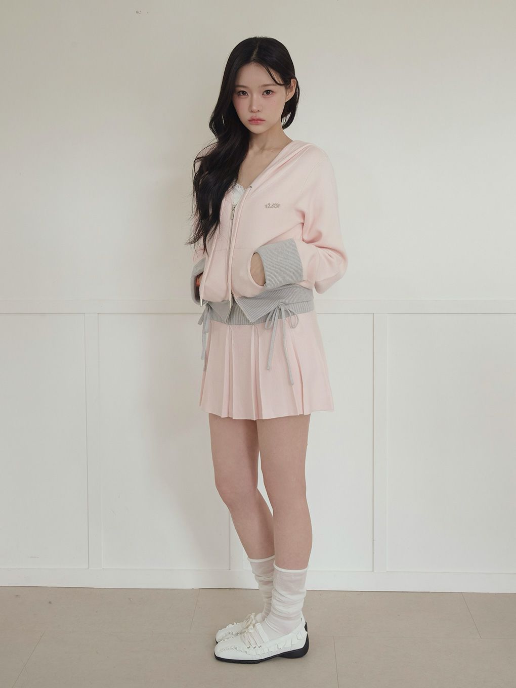 【BUBBLES】バイカラーパーカーニット