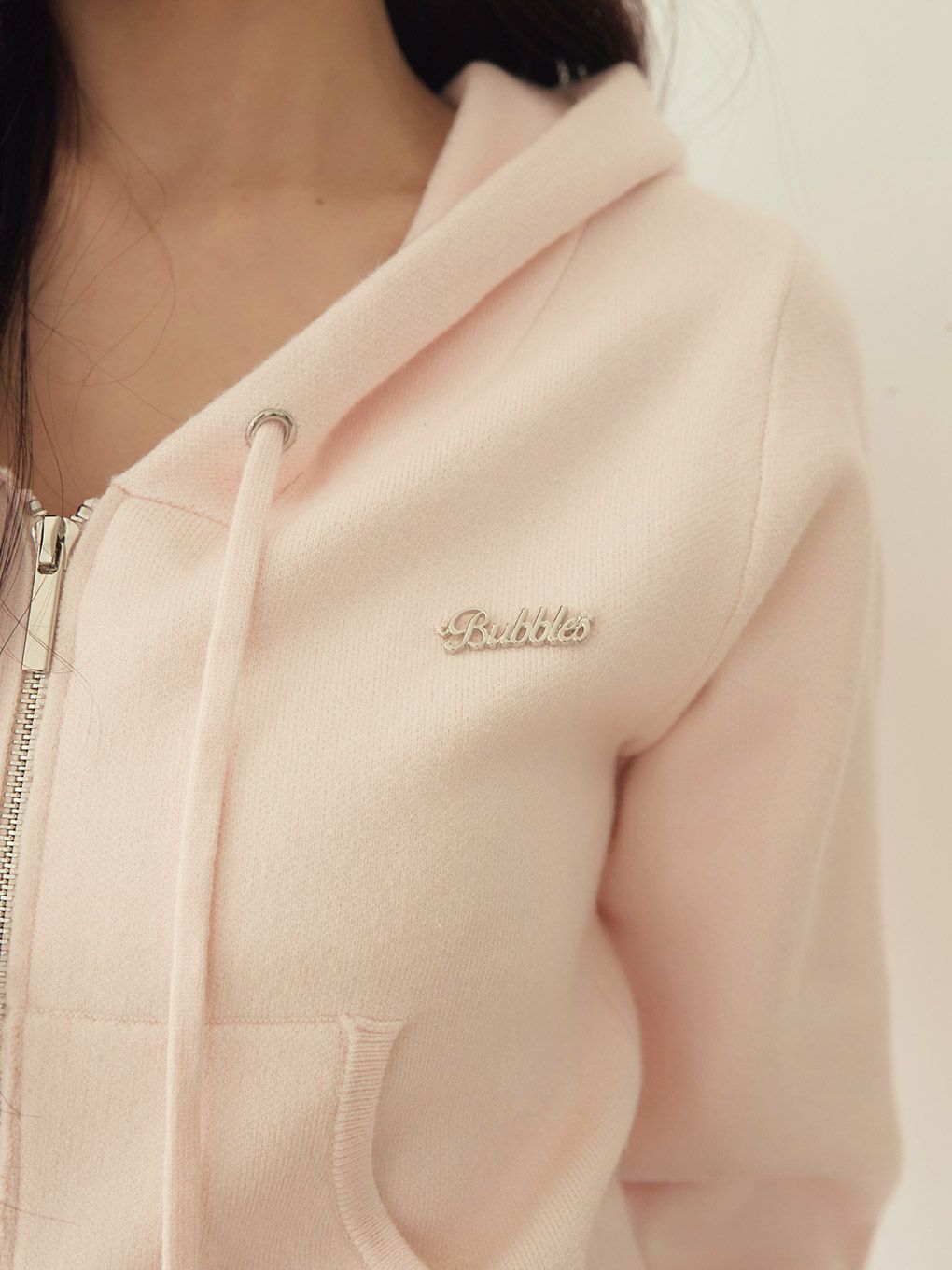 【BUBBLES】バイカラーパーカーニット