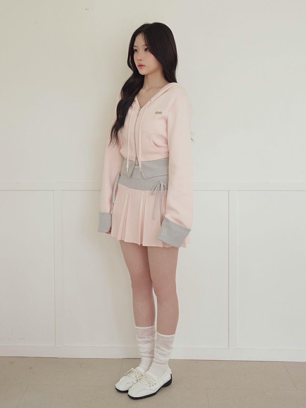 【BUBBLES】バイカラーパーカーニット