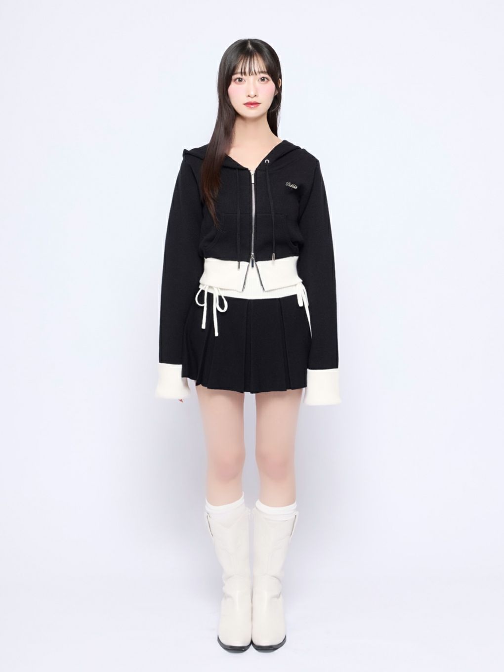 【BUBBLES】バイカラーパーカーニット