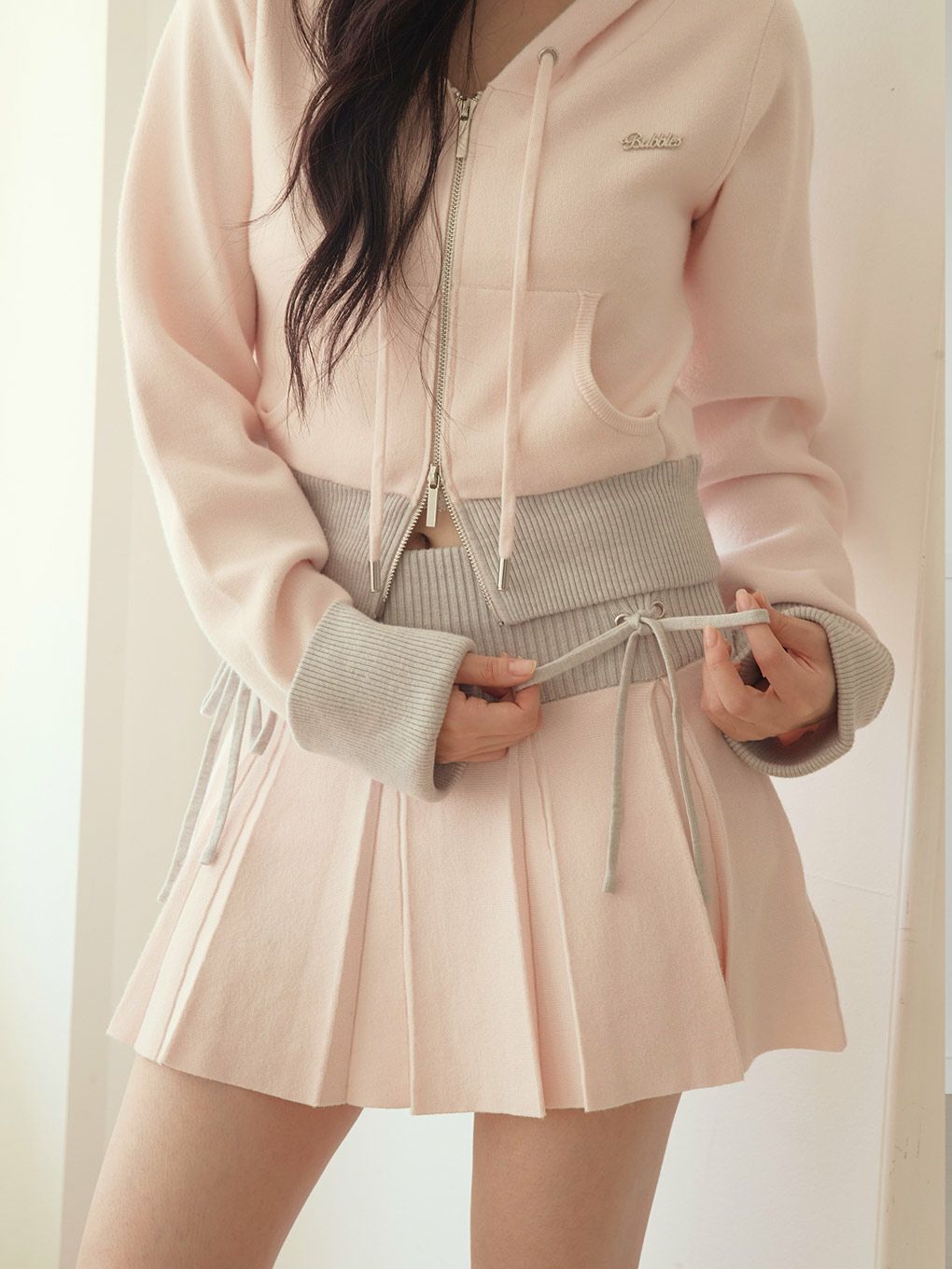 【BUBBLES】バイカラーニットスカパン