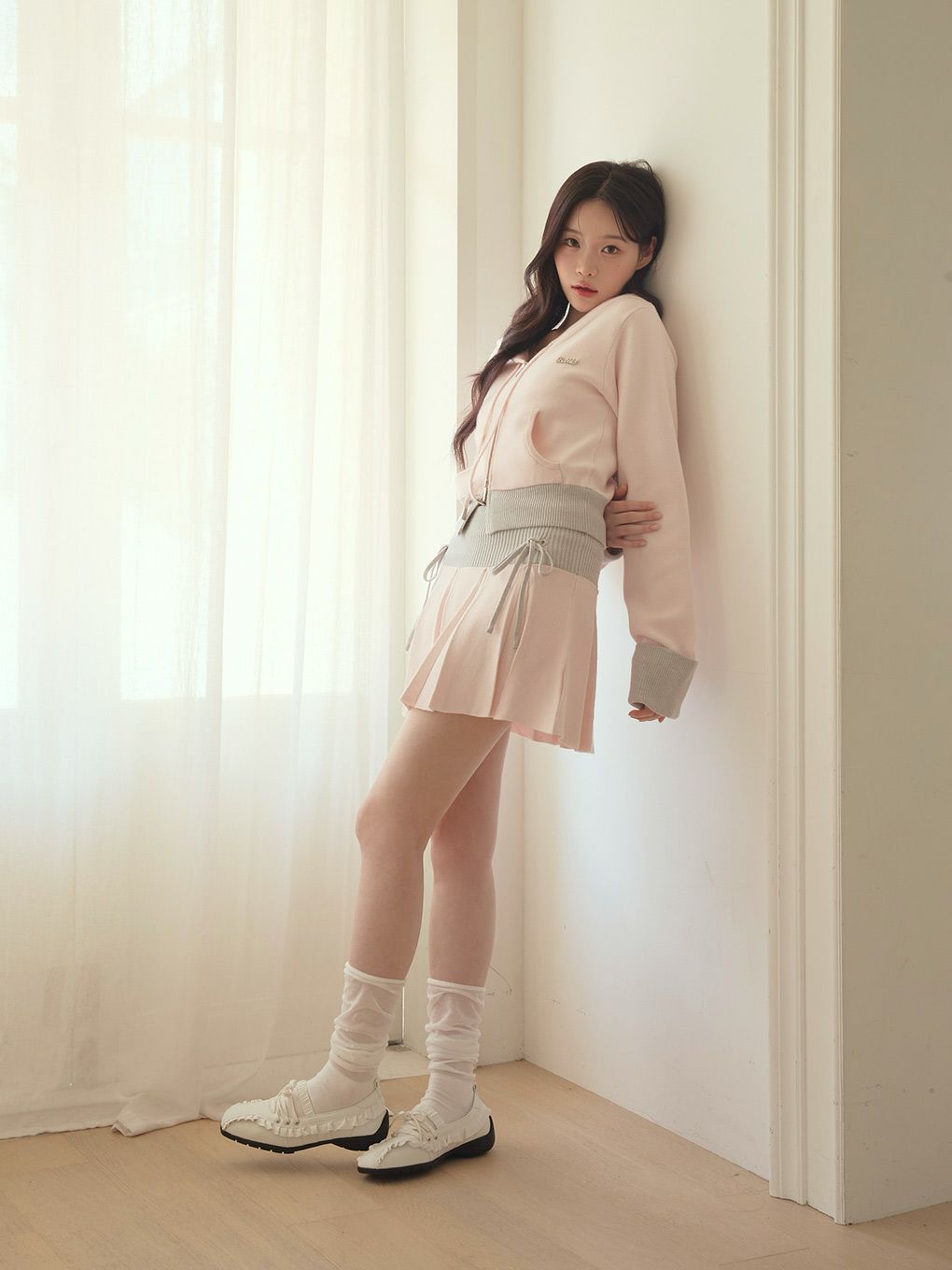 【BUBBLES】バイカラーニットスカパン