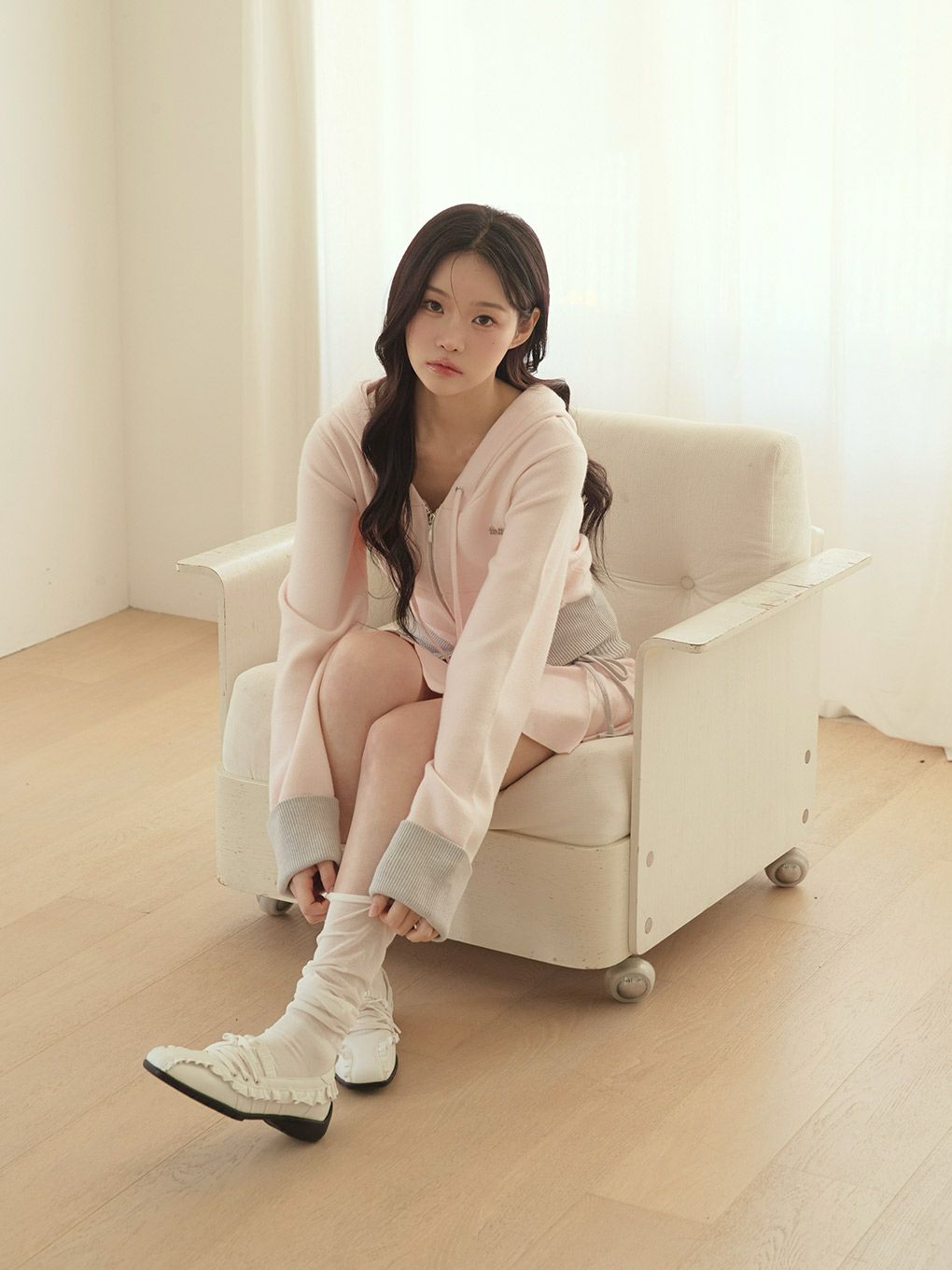 【BUBBLES】バイカラーニットスカパン