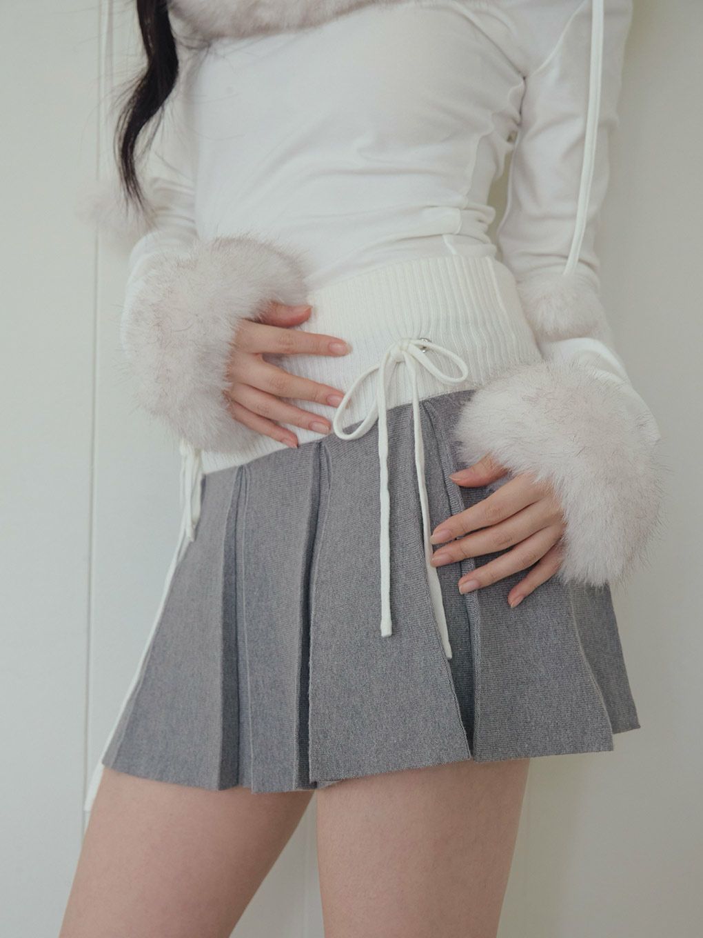 【BUBBLES】バイカラーニットスカパン